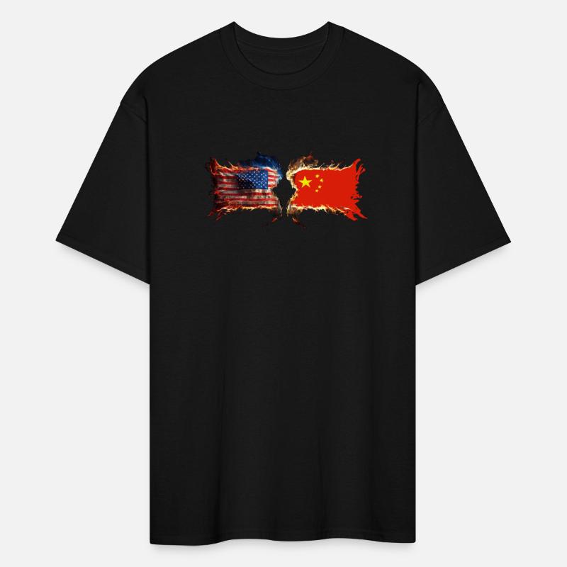 USA vs China Clash – Fiery Flag Faceoff T-Shirt