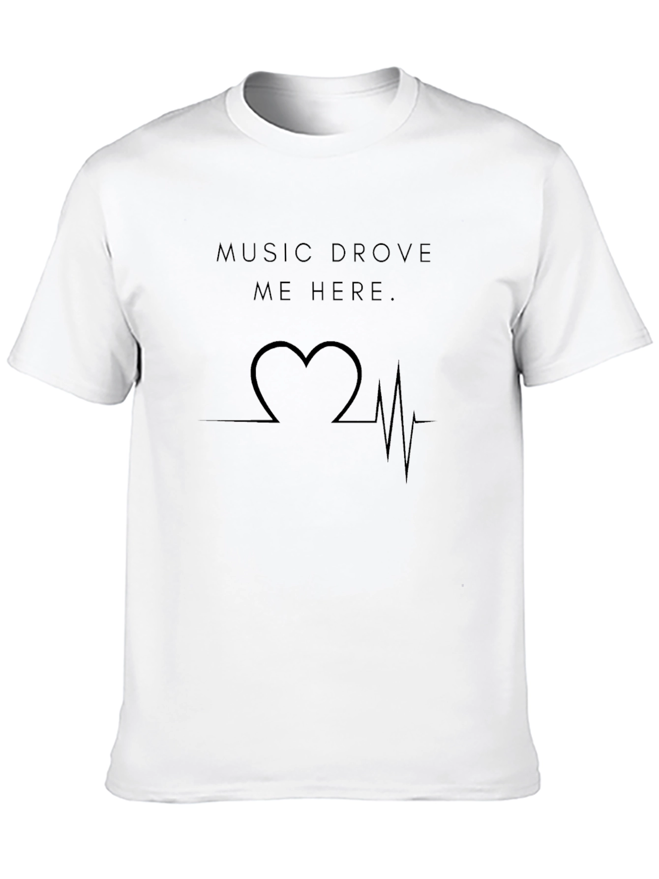Music Drove Me Here Heartbeat Graphic Tee - Black