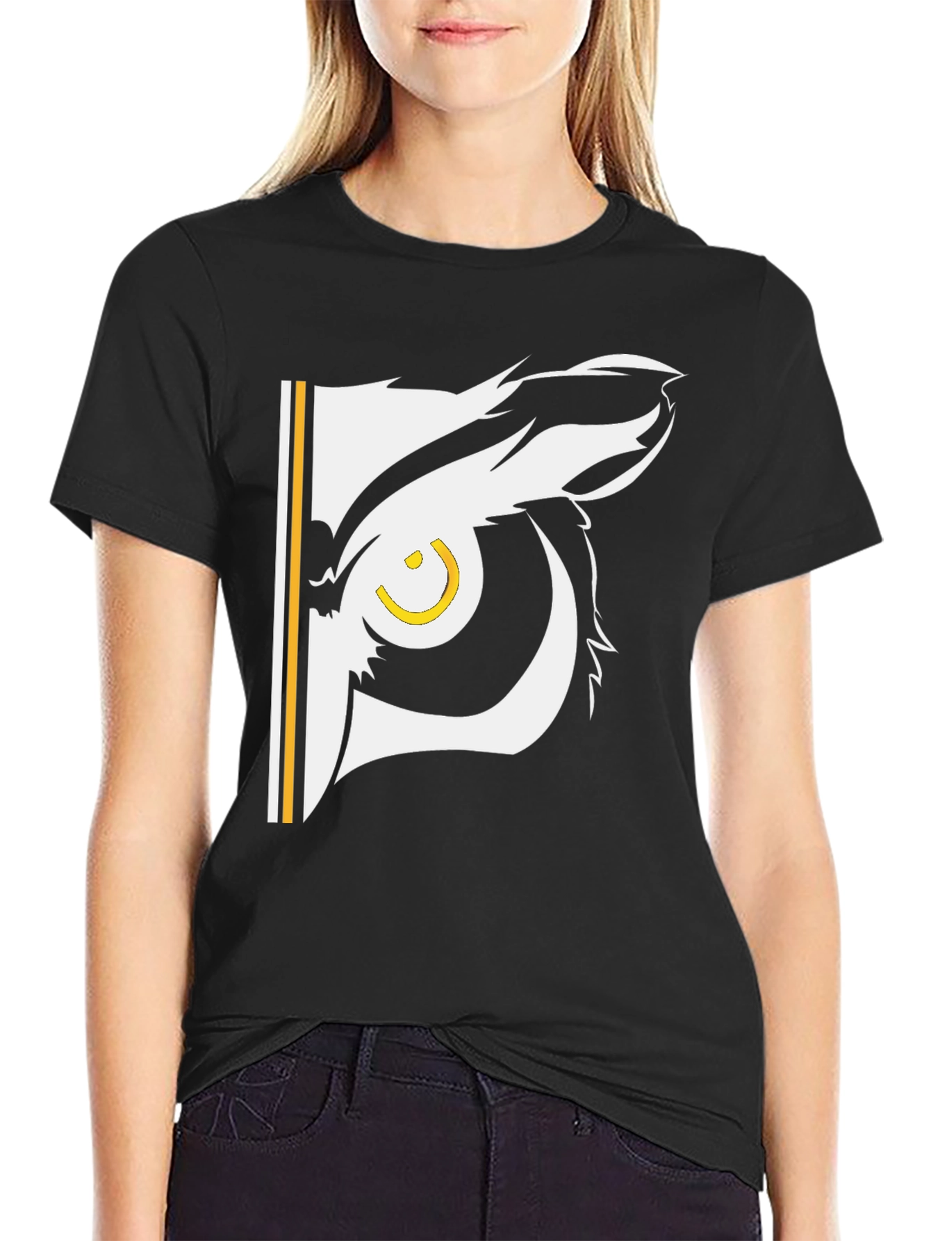 Cool Owl Eye Graphic Black T-Shirt