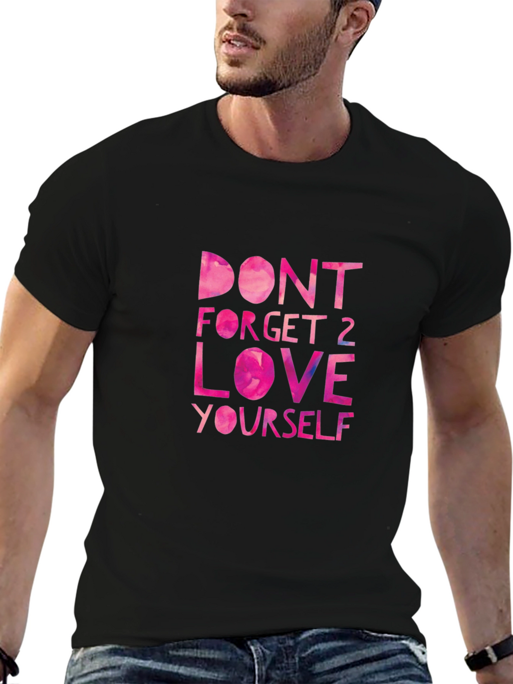 Black T-Shirt - Motivational Love Yourself Graphic