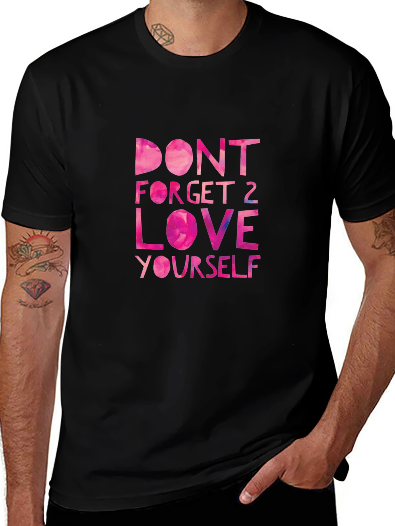 Black T-Shirt - Motivational Love Yourself Graphic