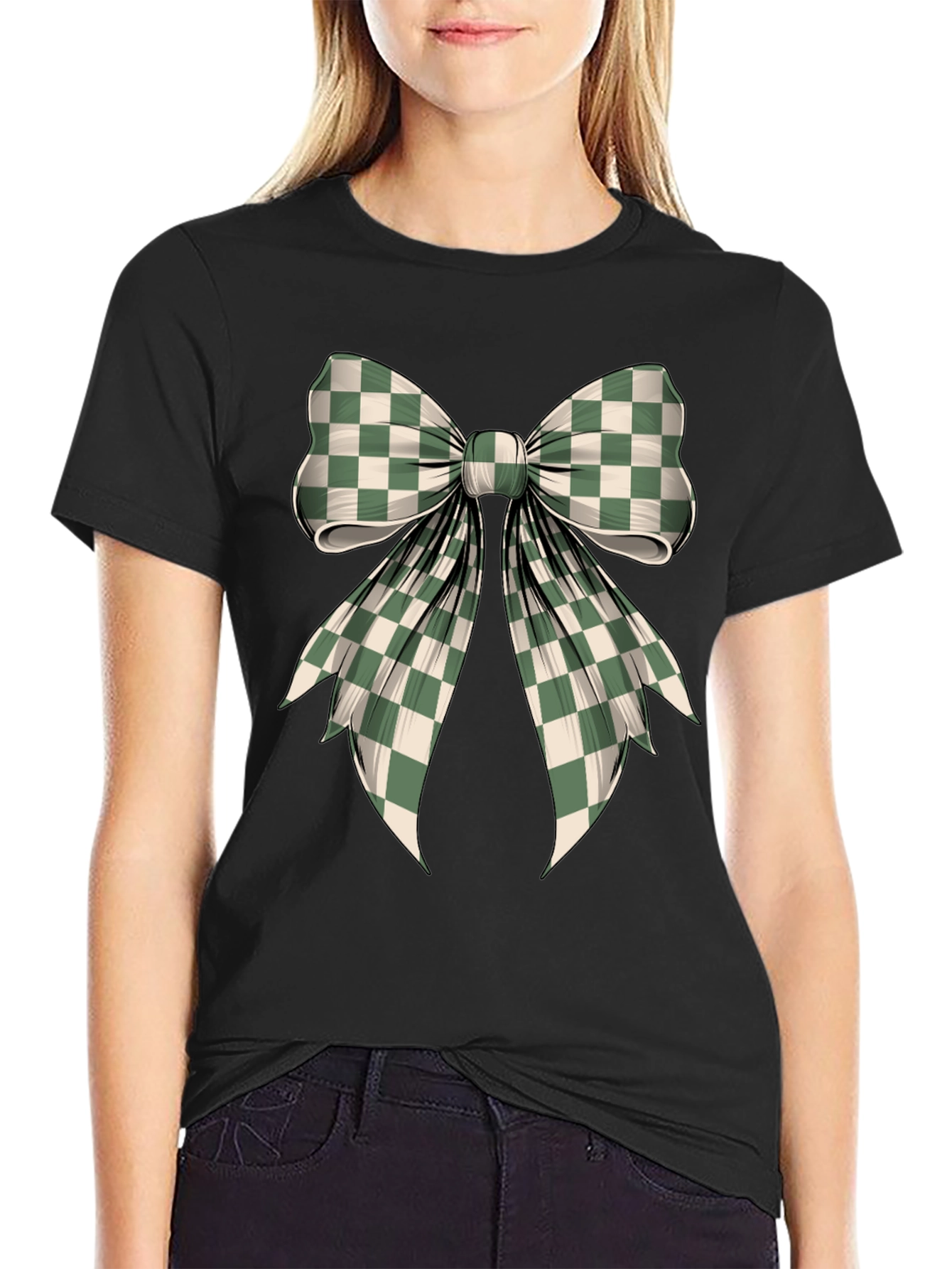Checkered Bow Graphic Tee