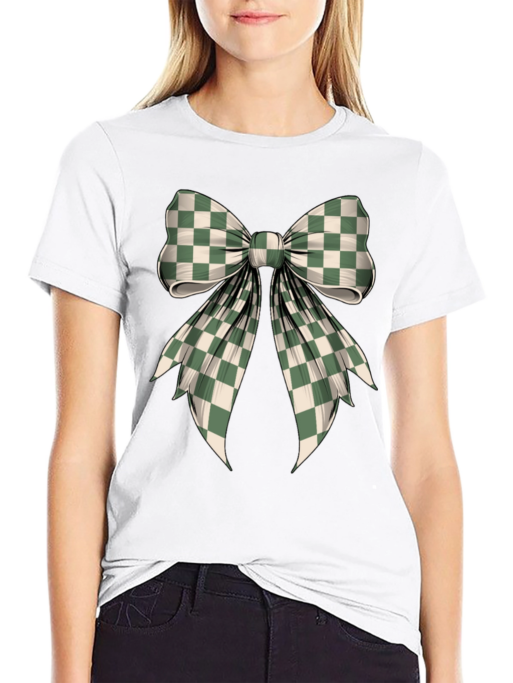 Checkered Bow Graphic Tee