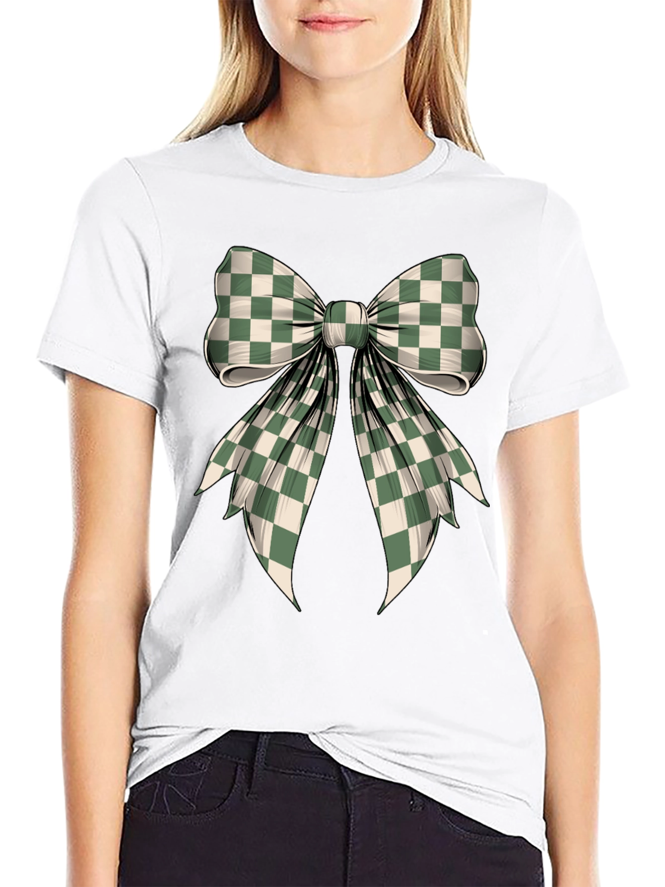 Checkered Bow Graphic Tee