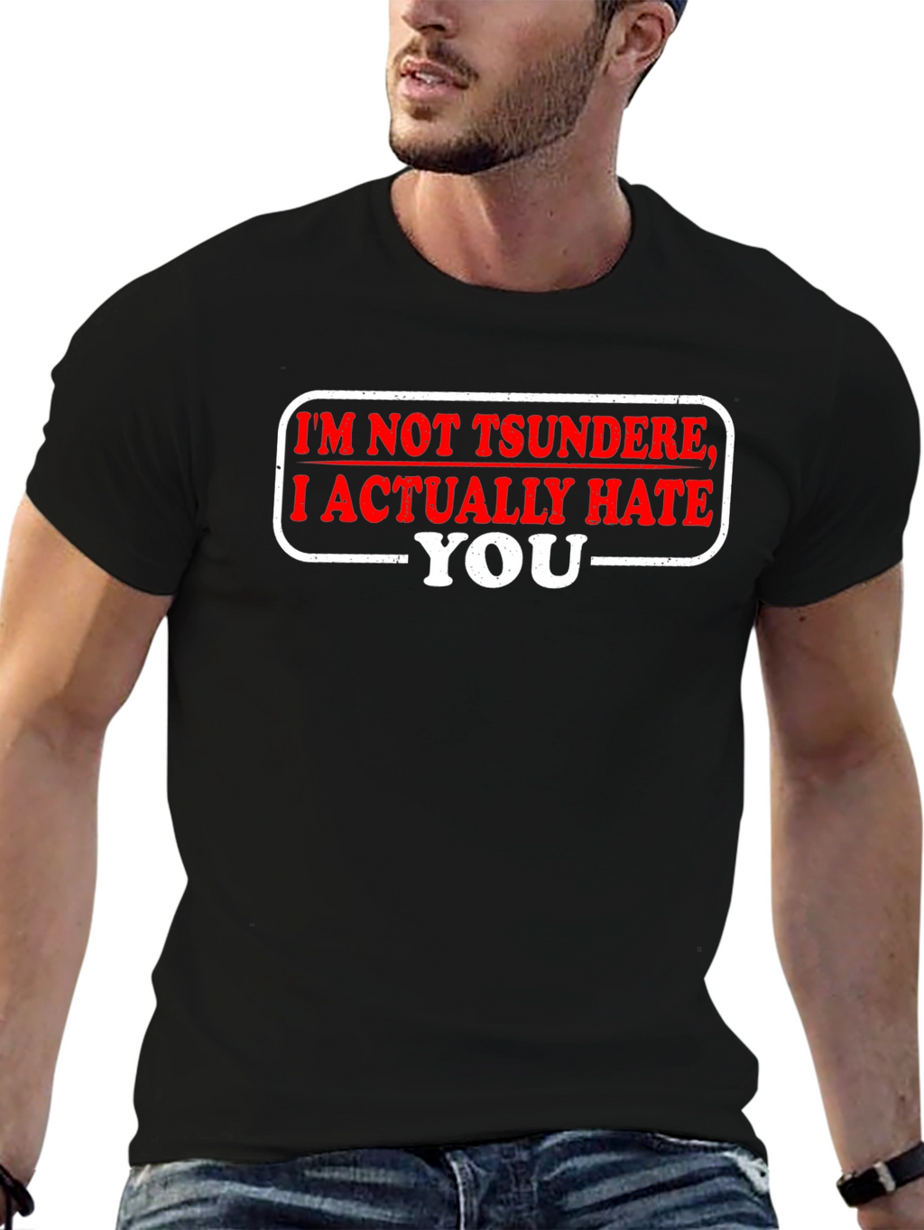 Tsundere Hate You Funny Black T-Shirt