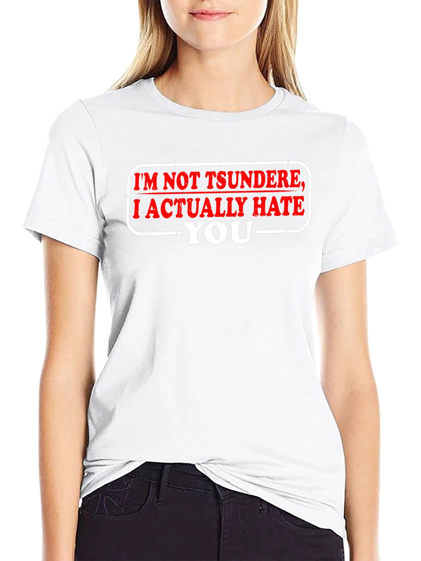 Tsundere Hate You Funny Black T-Shirt
