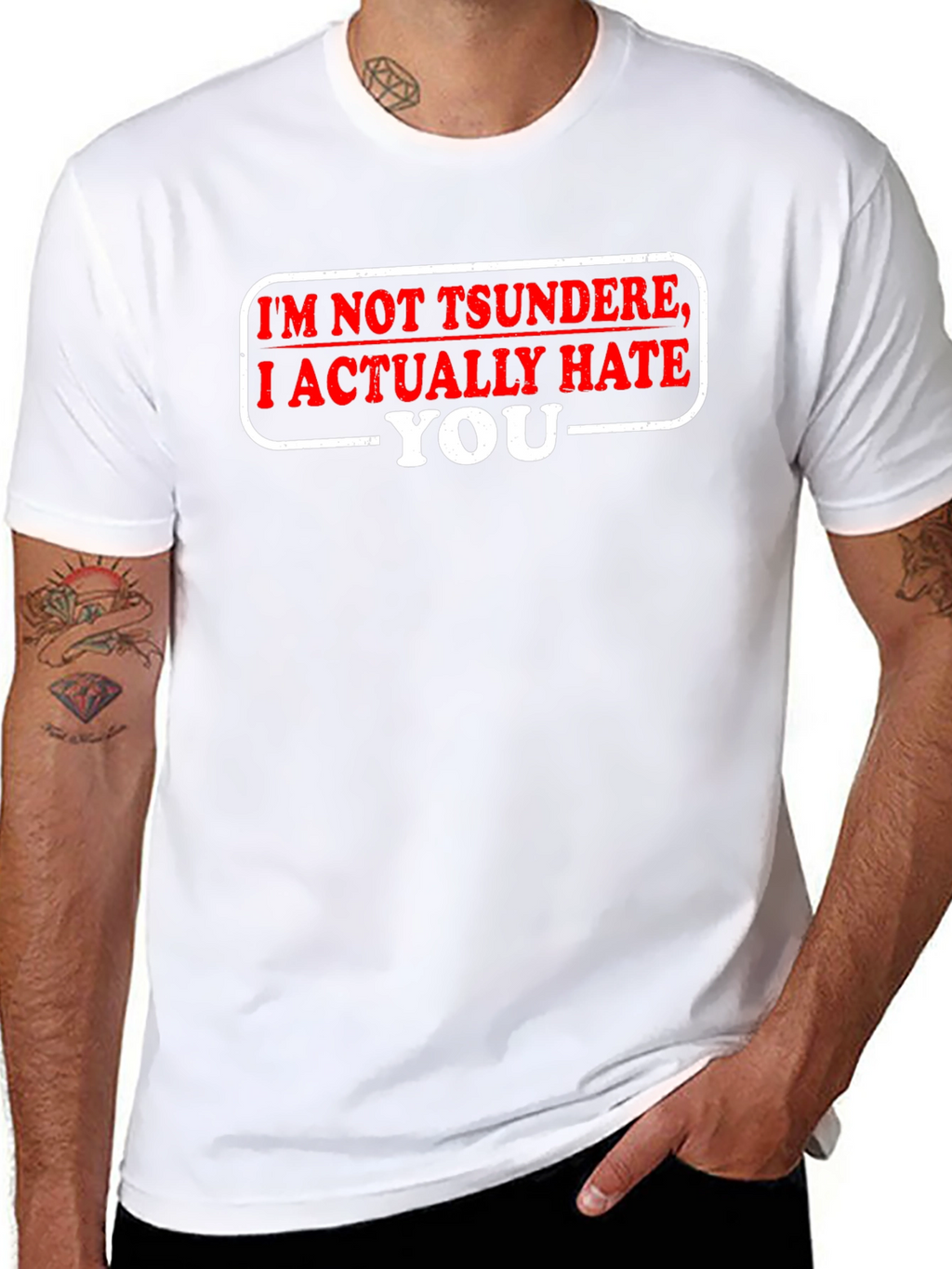 Tsundere Hate You Funny Black T-Shirt