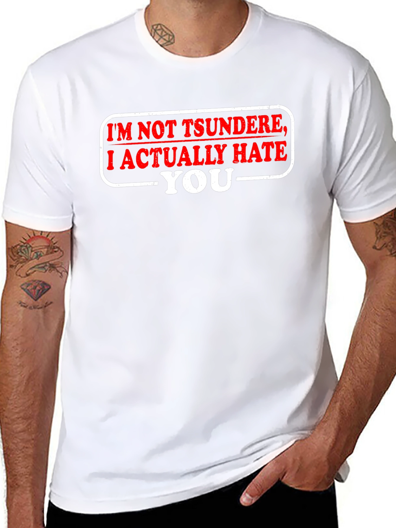 Tsundere Hate You Funny Black T-Shirt