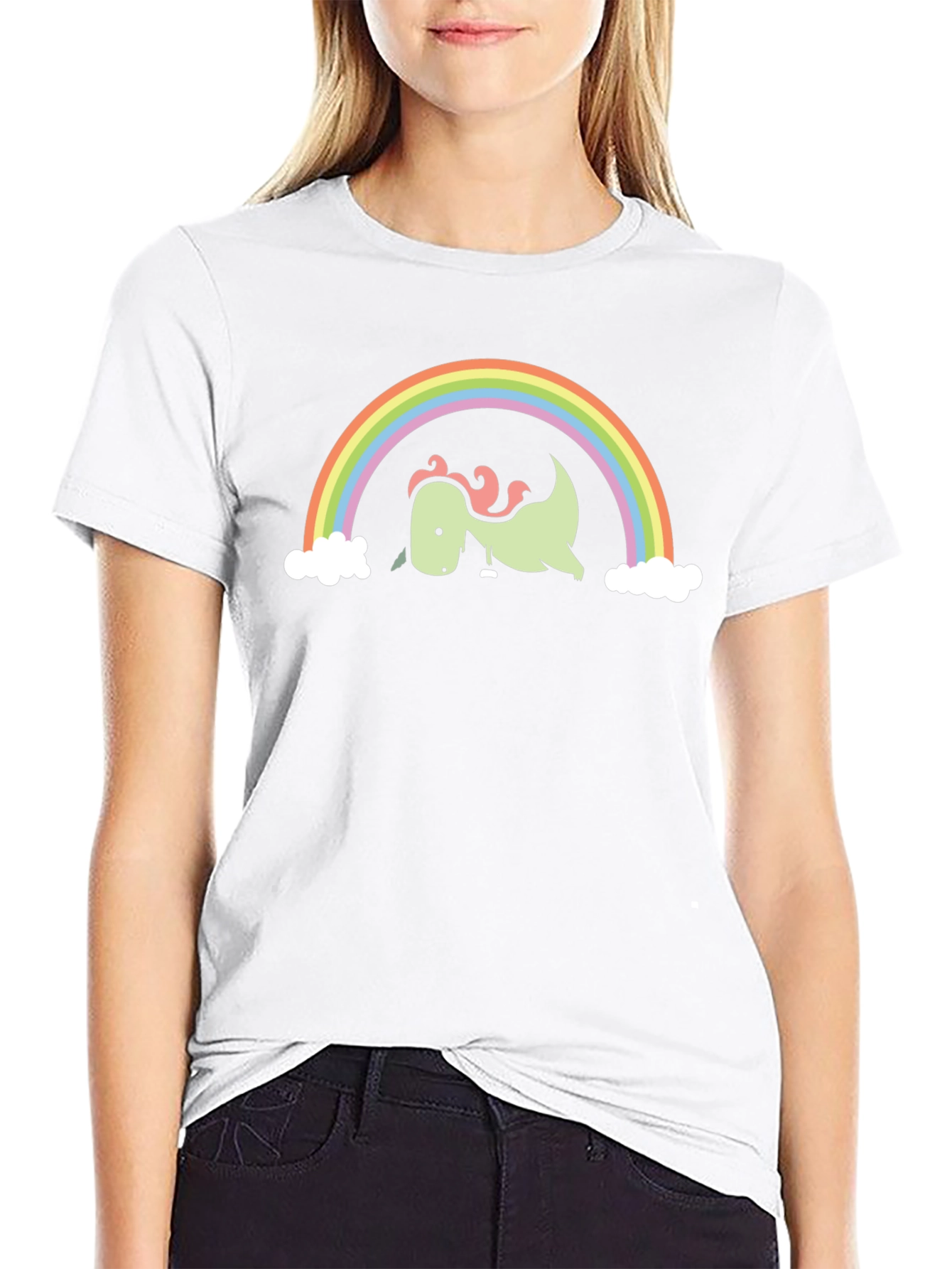 Dino Rainbow Graphic Tee - Black
