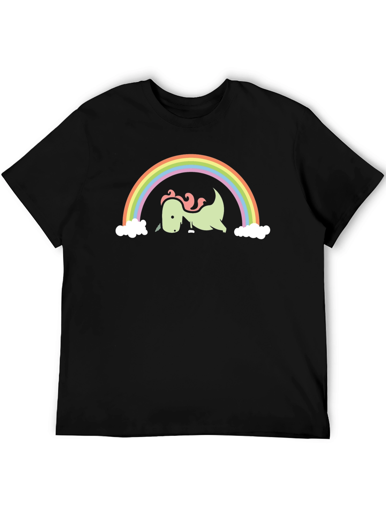 Dino Rainbow Graphic Tee - Black