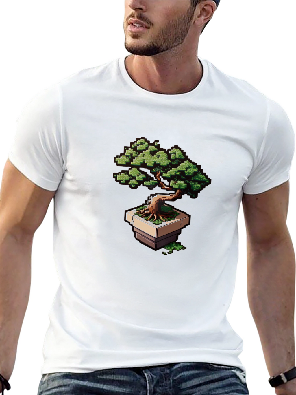 Pixel Art Bonsai Tree Graphic Tee