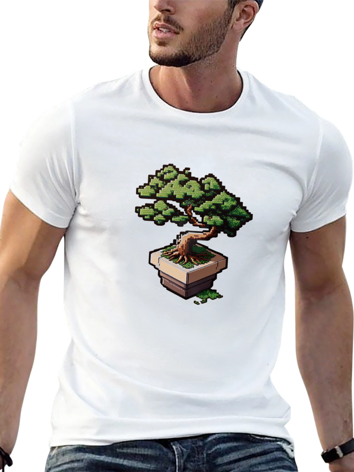 Pixel Art Bonsai Tree Graphic Tee