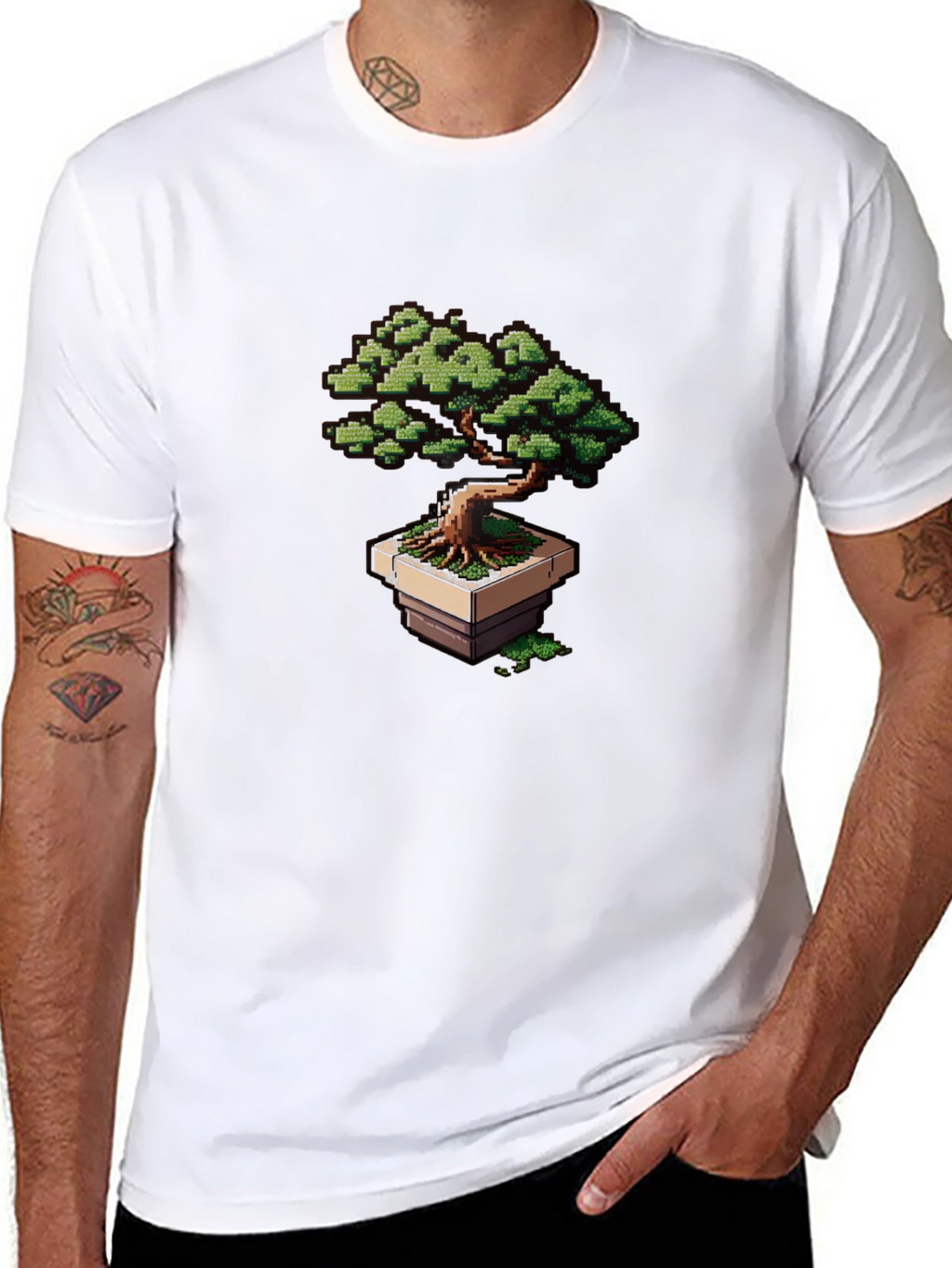 Pixel Art Bonsai Tree Graphic Tee