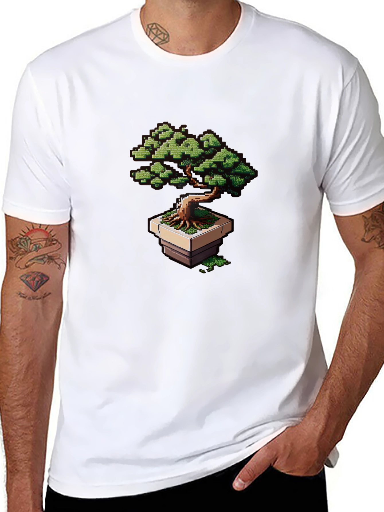Pixel Art Bonsai Tree Graphic Tee