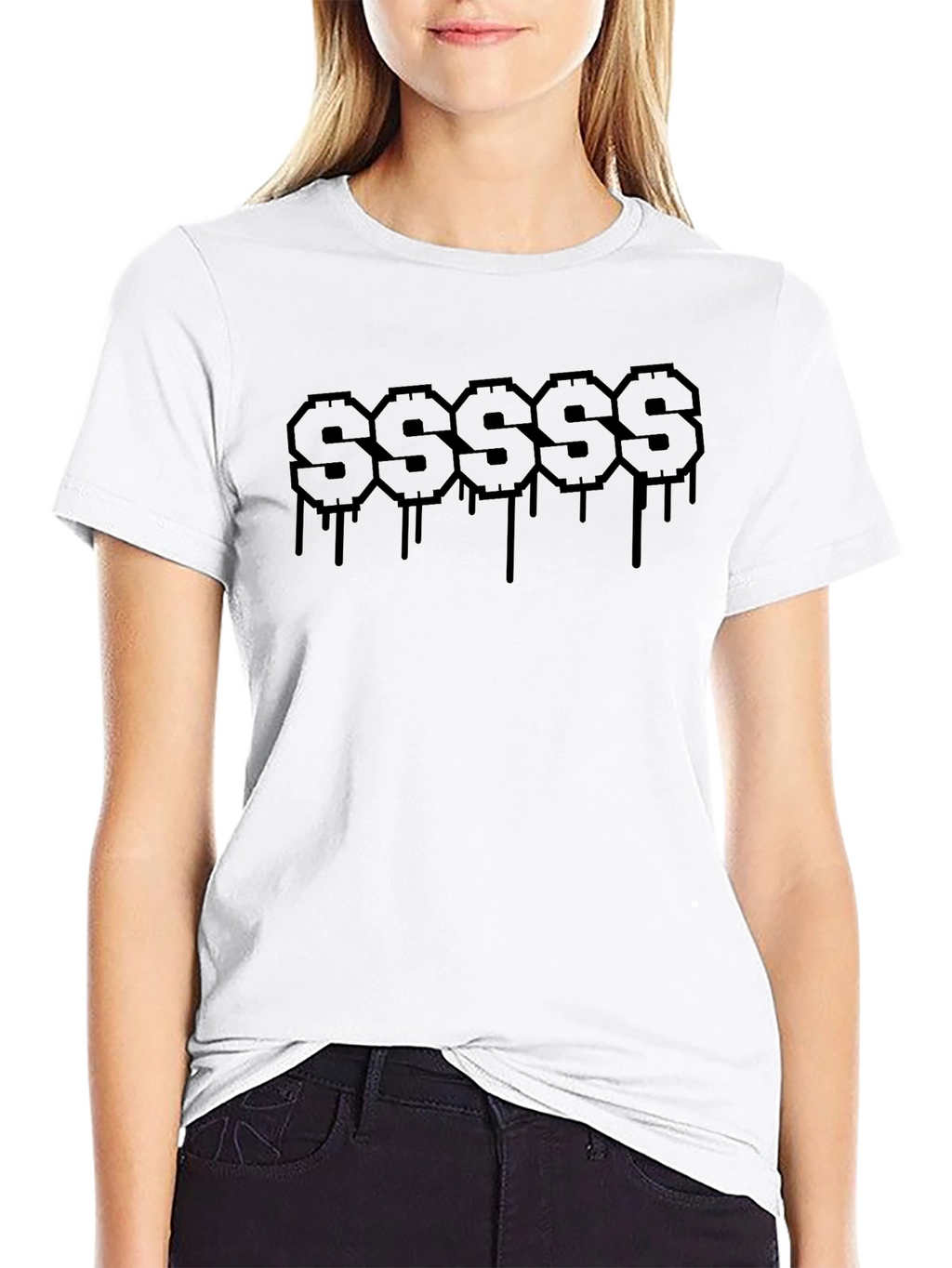 Mens Black $$$$$ Dripping Graphic T-Shirt