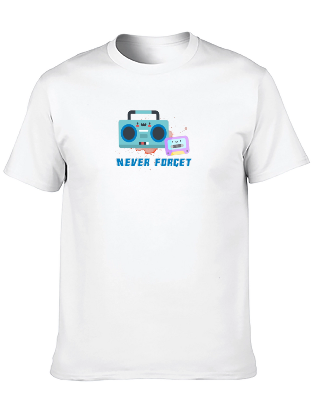 Retro Boombox & Cassette Never Forget Black T-Shirt