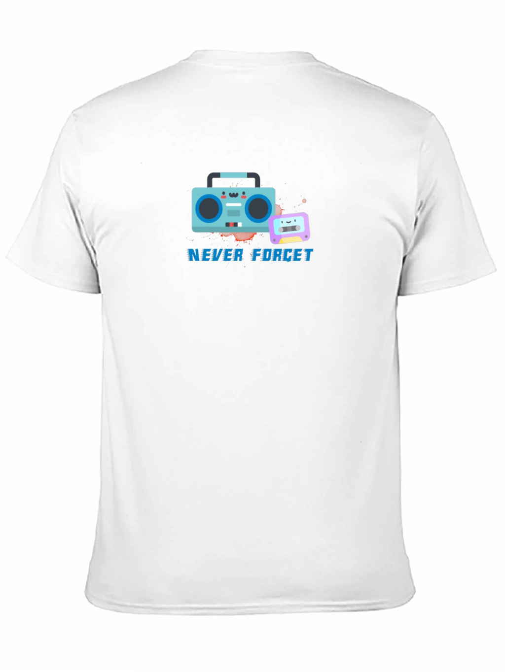 Retro Boombox & Cassette Never Forget Black T-Shirt