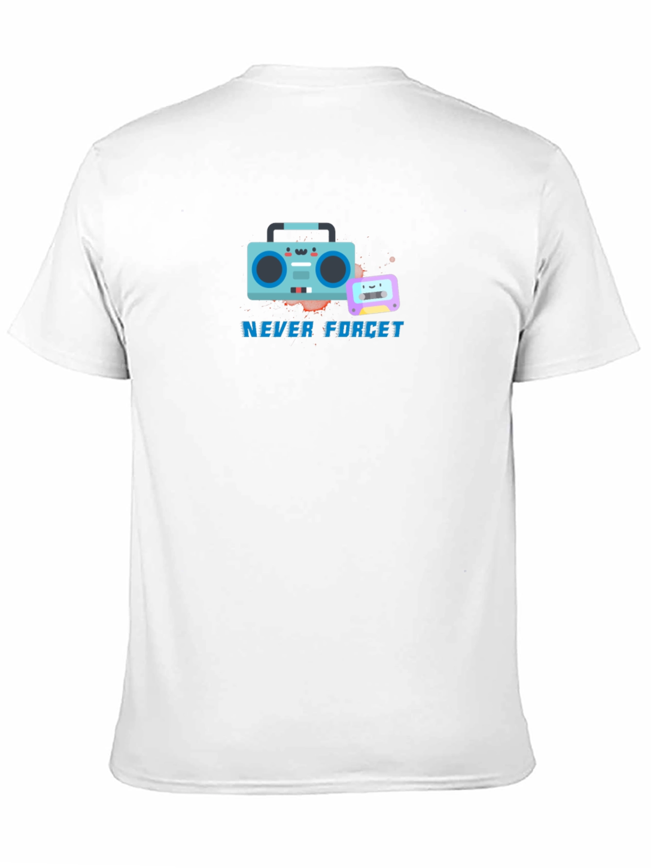 Retro Boombox & Cassette Never Forget Black T-Shirt