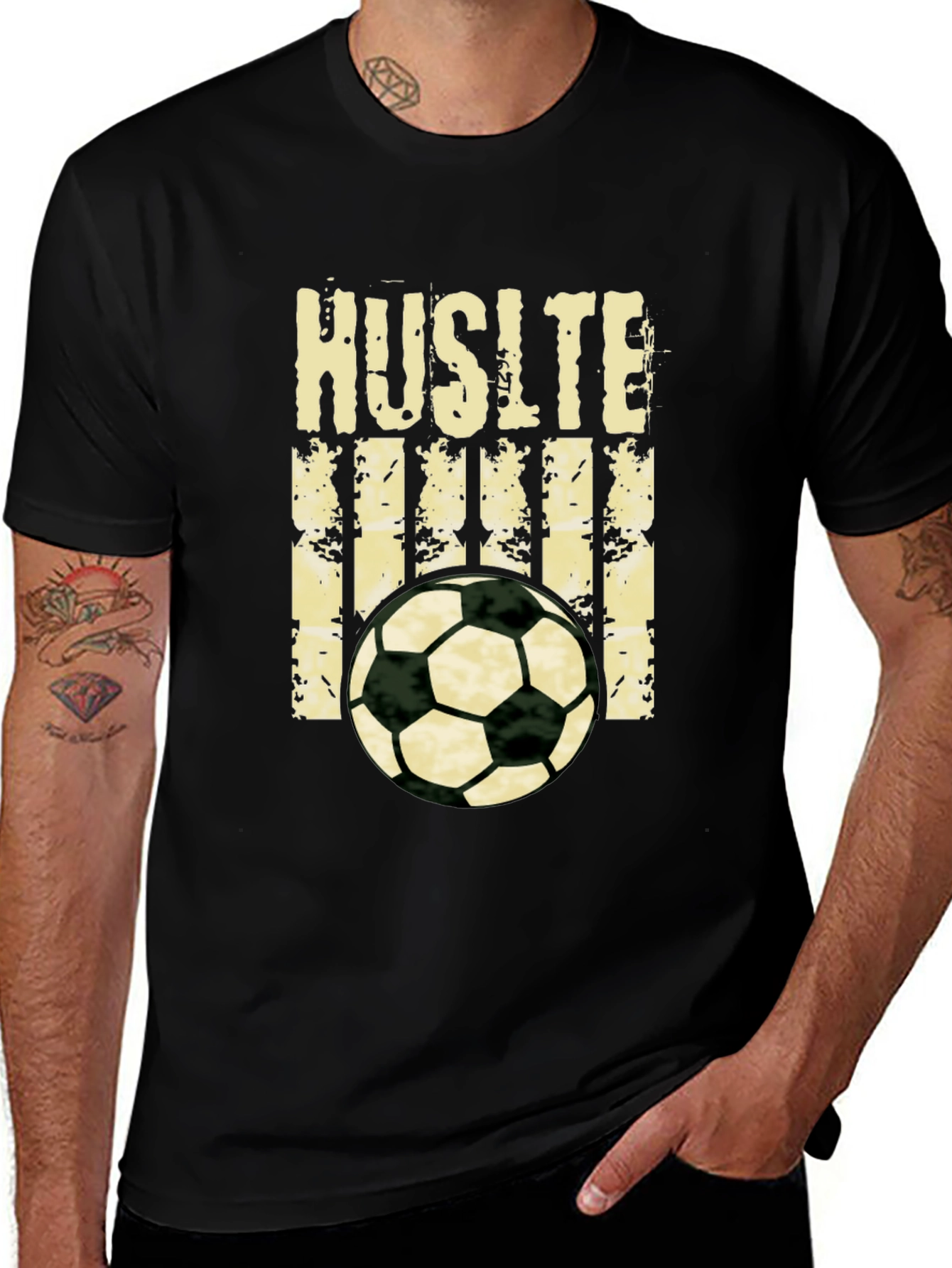 Hustle Soccer T-Shirt - Black Graphic Tee