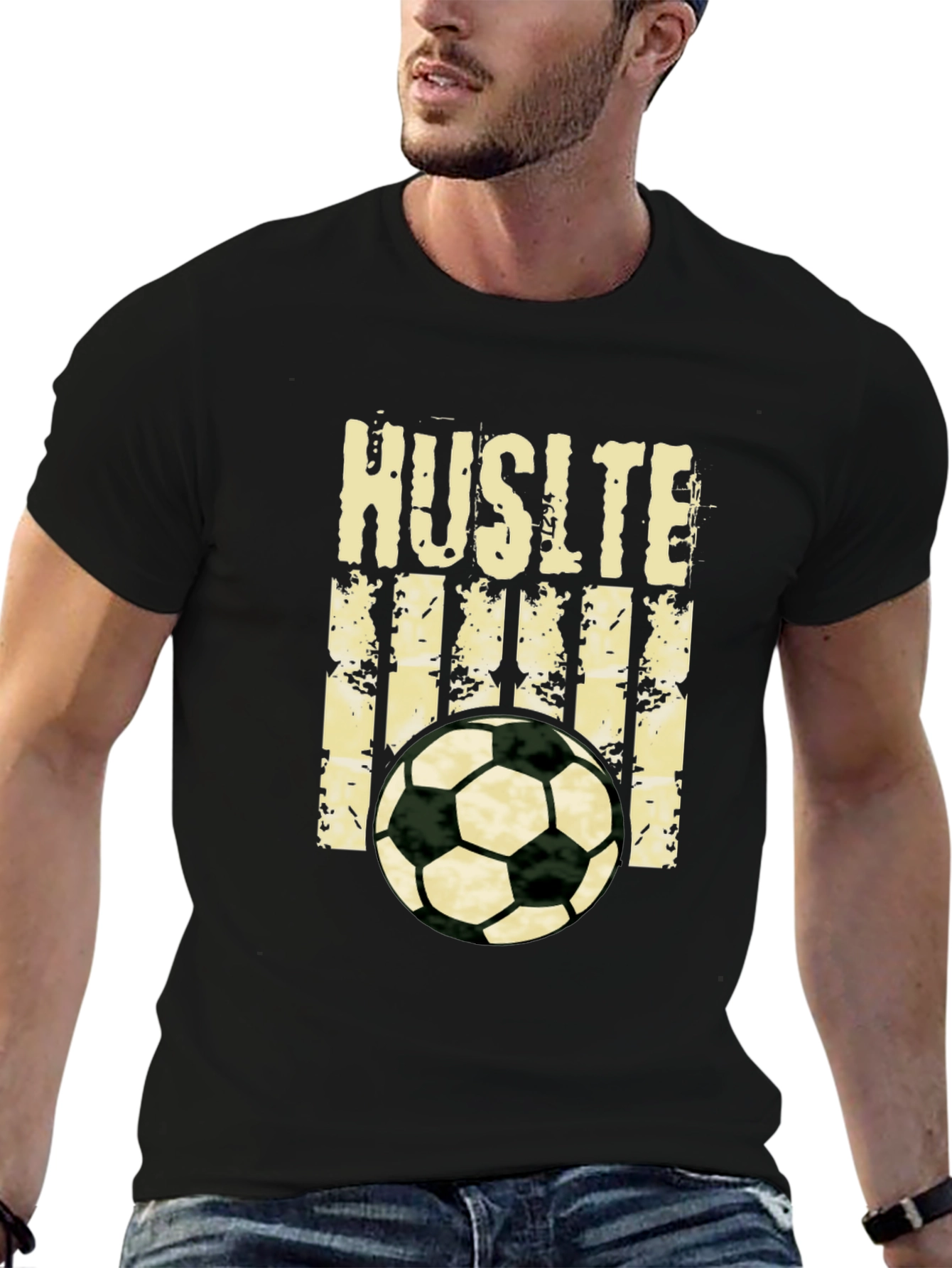 Hustle Soccer T-Shirt - Black Graphic Tee