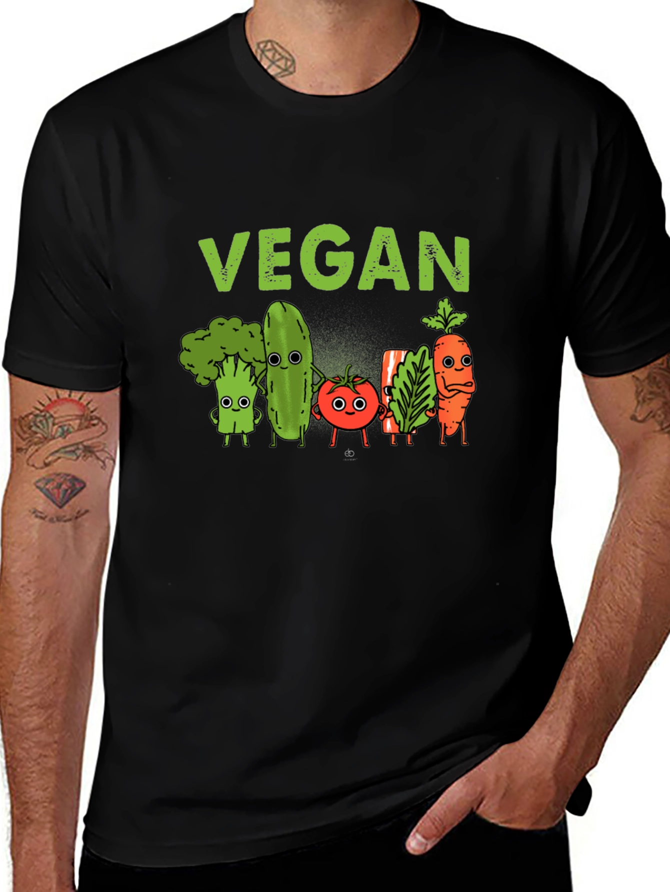 Vegan T-Shirt - Cute Cartoon Vegetables