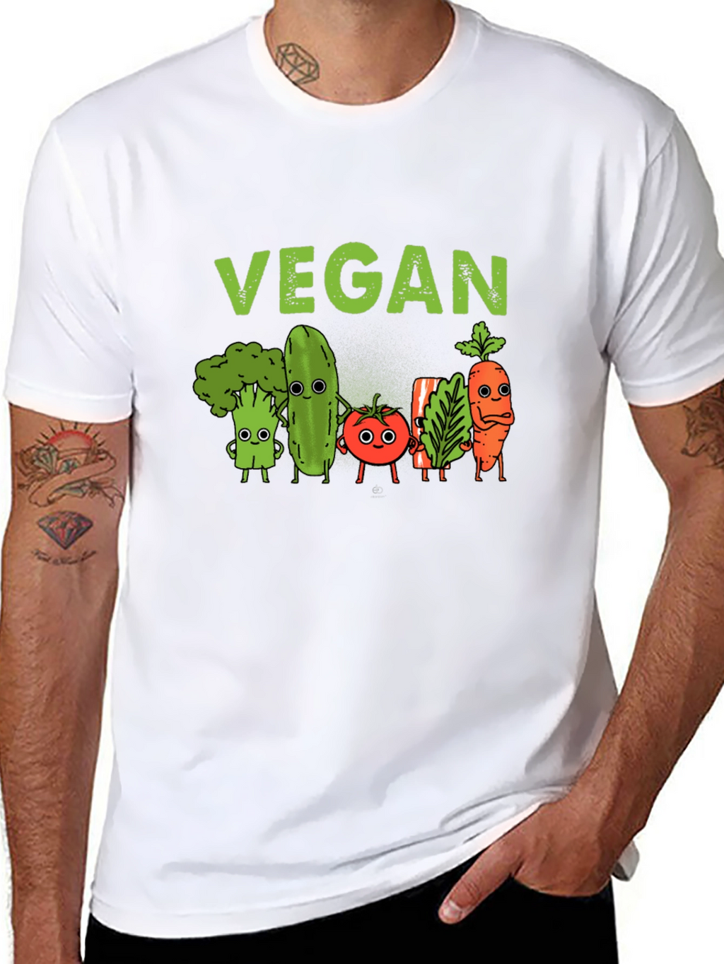 Vegan T-Shirt - Cute Cartoon Vegetables