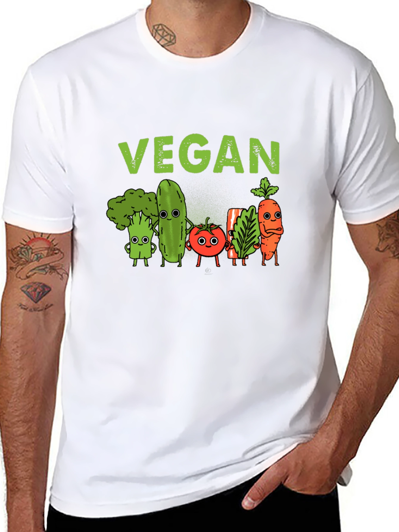 Vegan T-Shirt - Cute Cartoon Vegetables