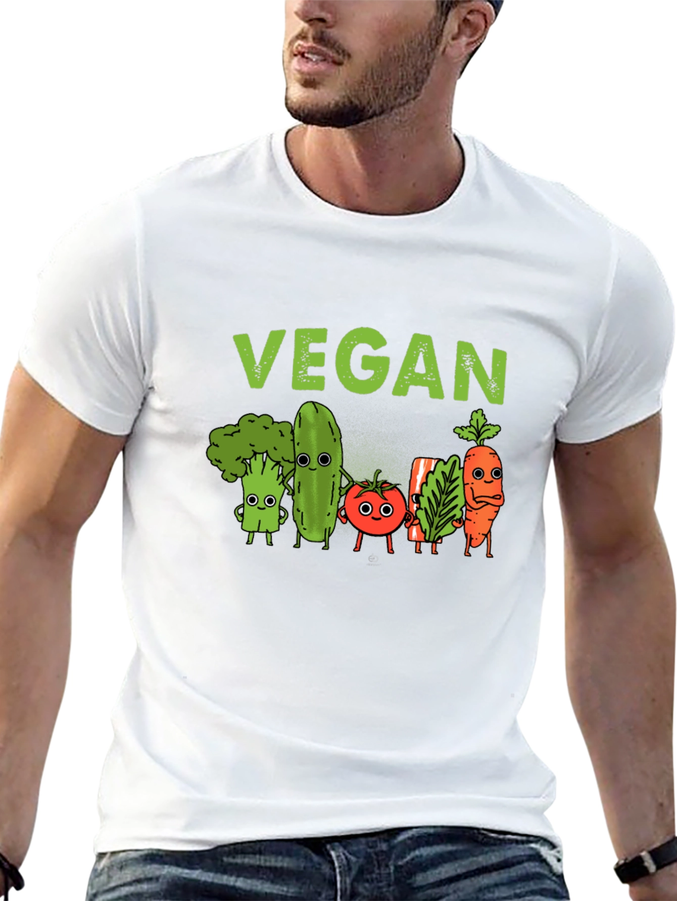 Vegan T-Shirt - Cute Cartoon Vegetables