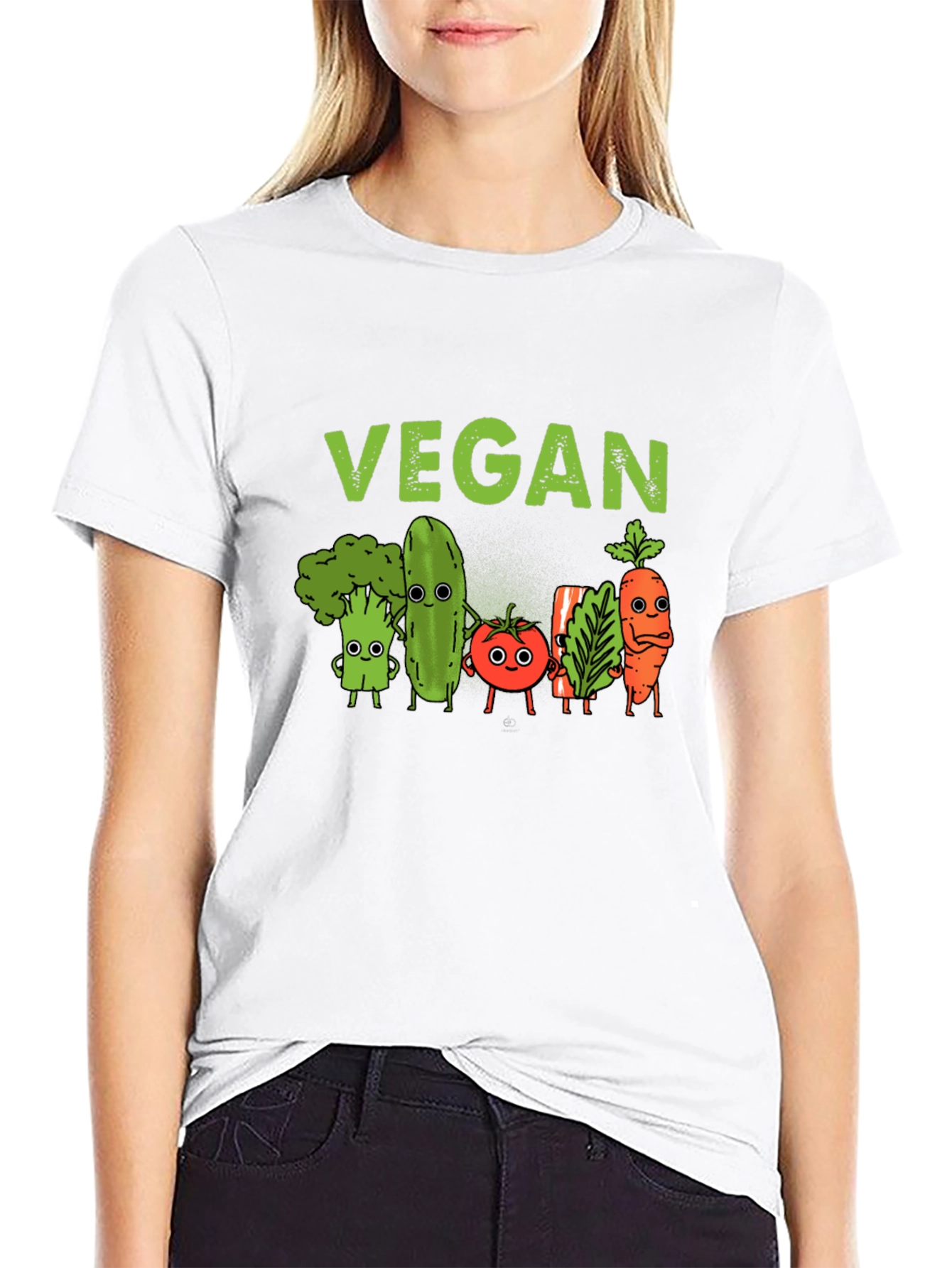 Vegan T-Shirt - Cute Cartoon Vegetables