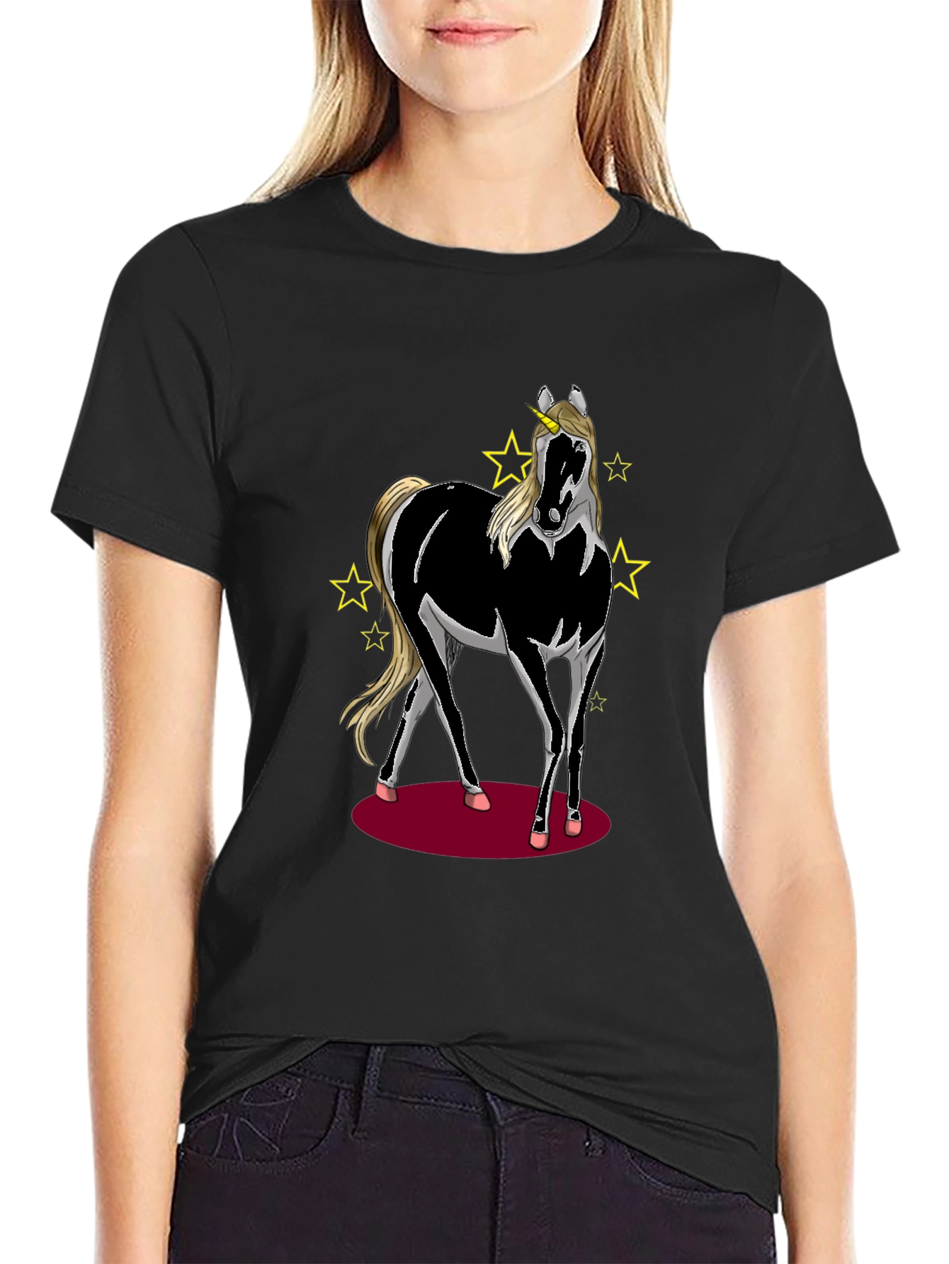 Unicorn Horse Graphic T-Shirt - Black