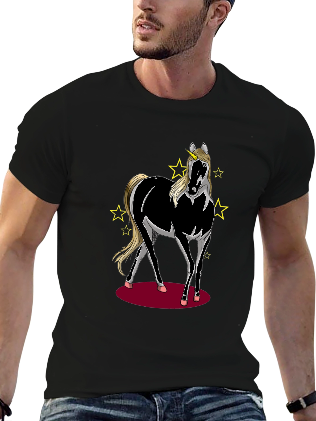 Unicorn Horse Graphic T-Shirt - Black