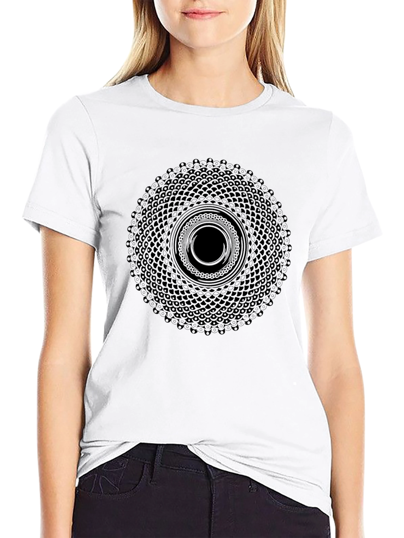 Geometric Mandala Black T-Shirt