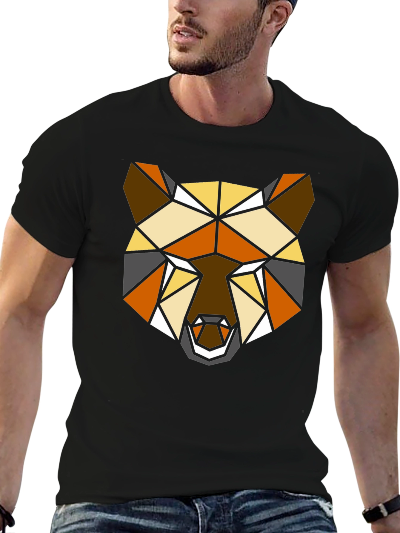 Geometric Bear T-Shirt - Modern Polygon Animal Tee