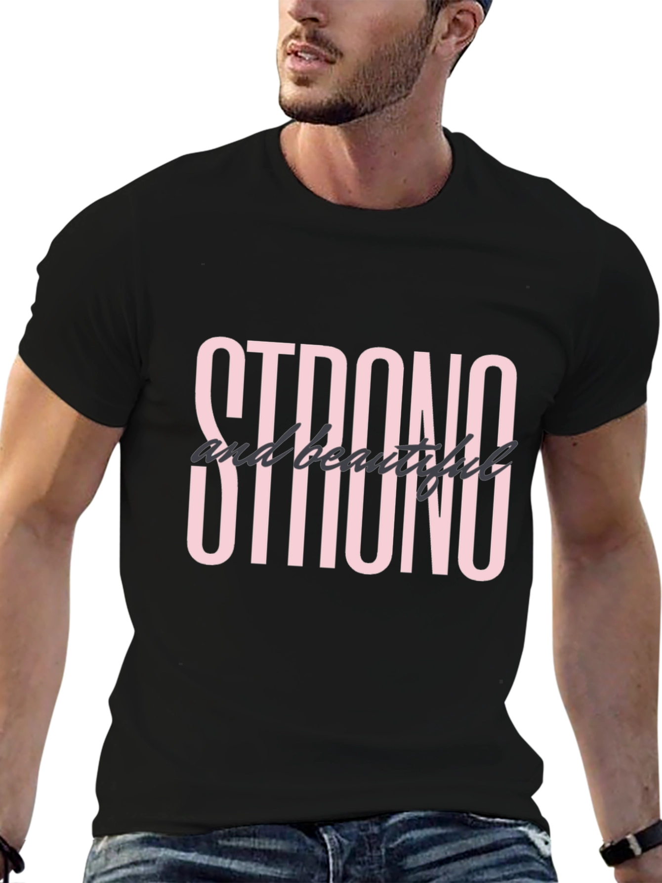 Strong & Beautiful Graphic Tee - Black Cotton