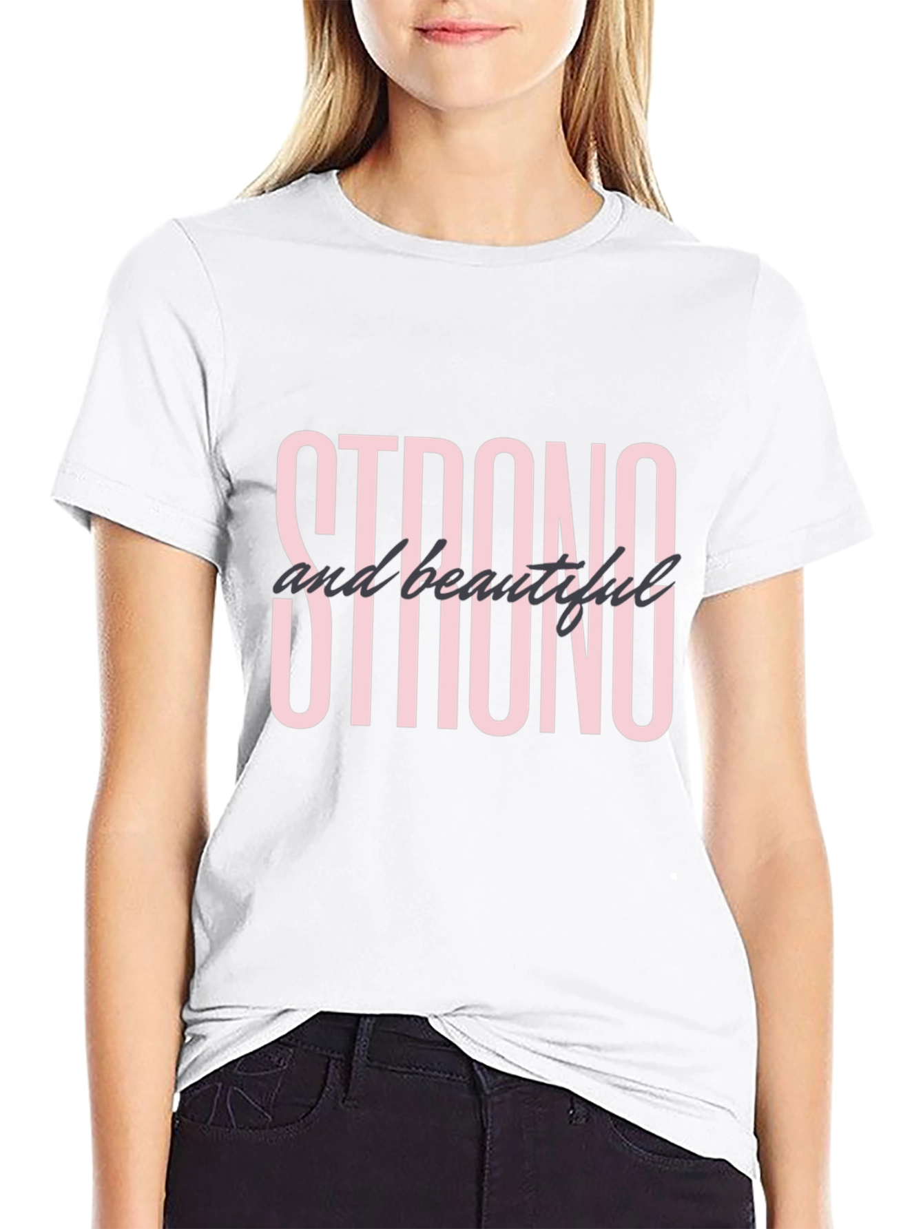 Strong & Beautiful Graphic Tee - Black Cotton