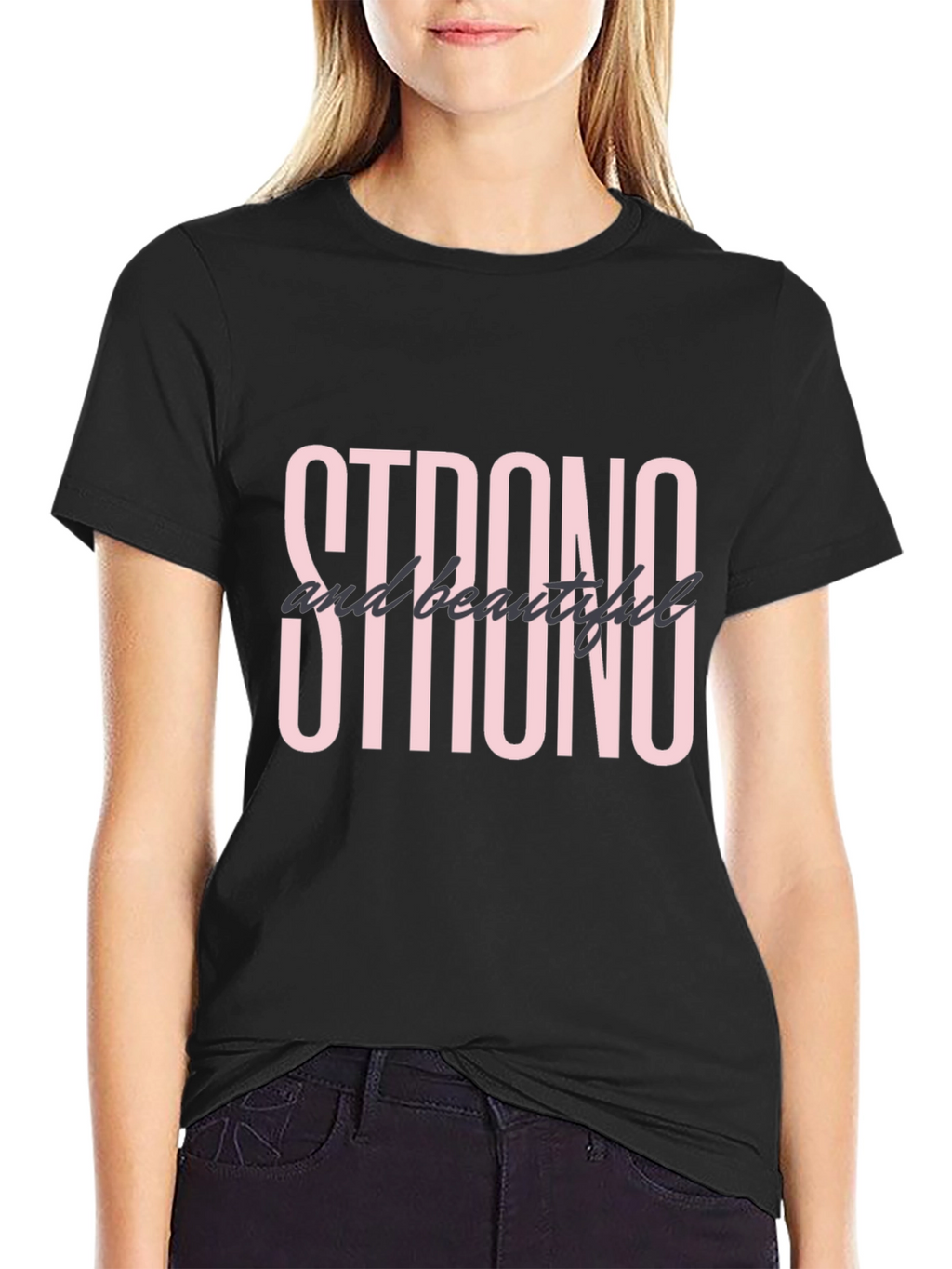 Strong & Beautiful Graphic Tee - Black Cotton