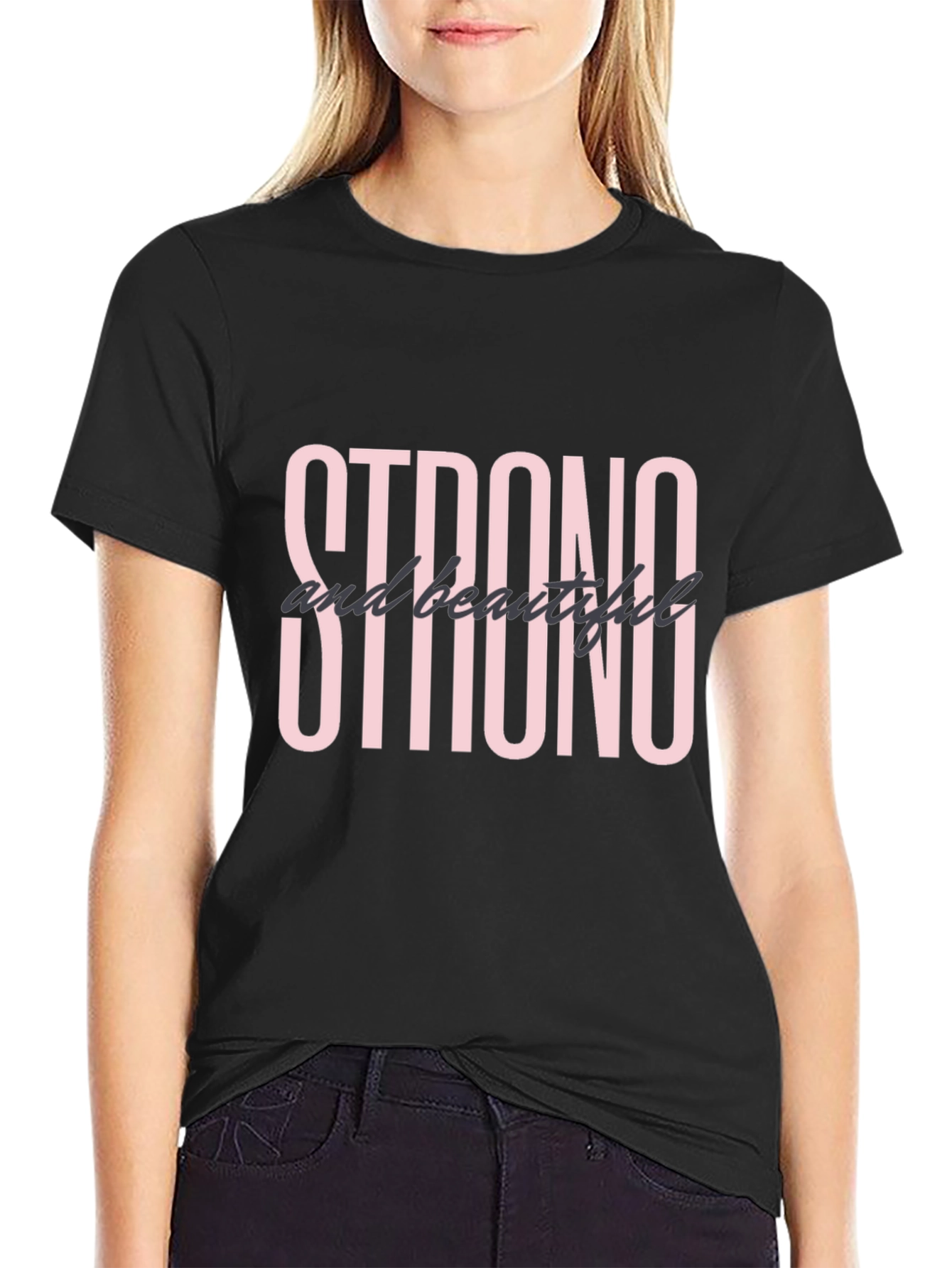 Strong & Beautiful Graphic Tee - Black Cotton