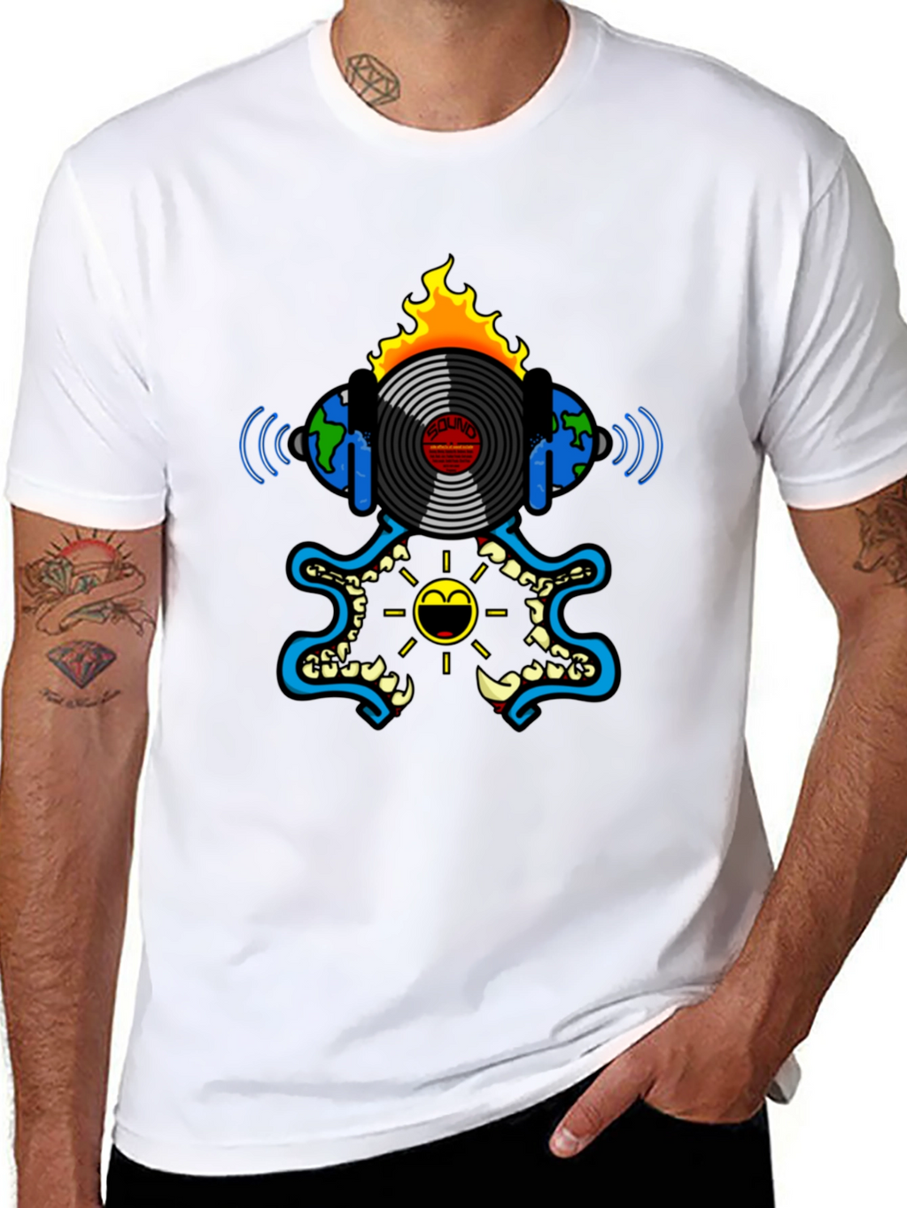 Fiery Vinyl Record Graphic Tee