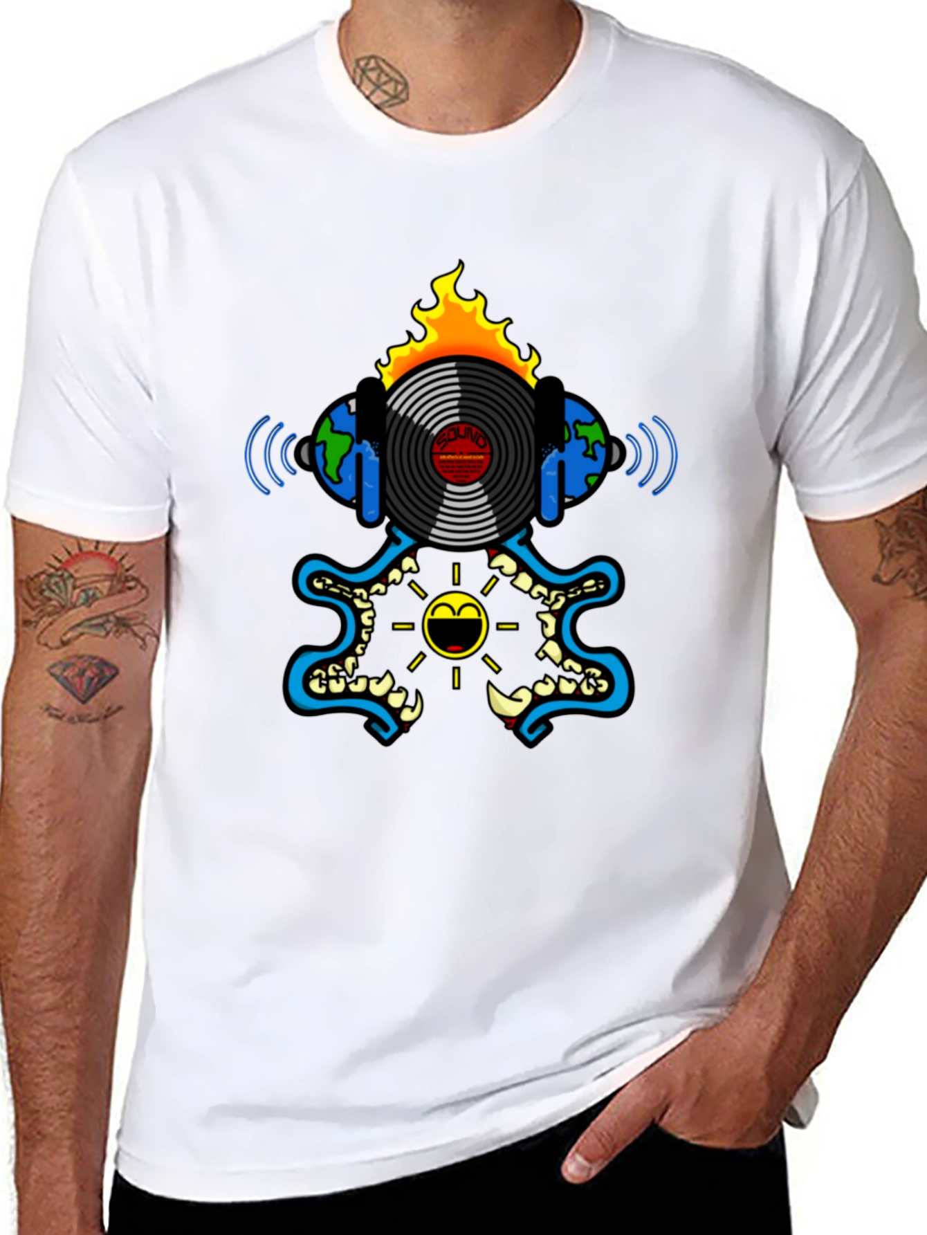 Fiery Vinyl Record Graphic Tee