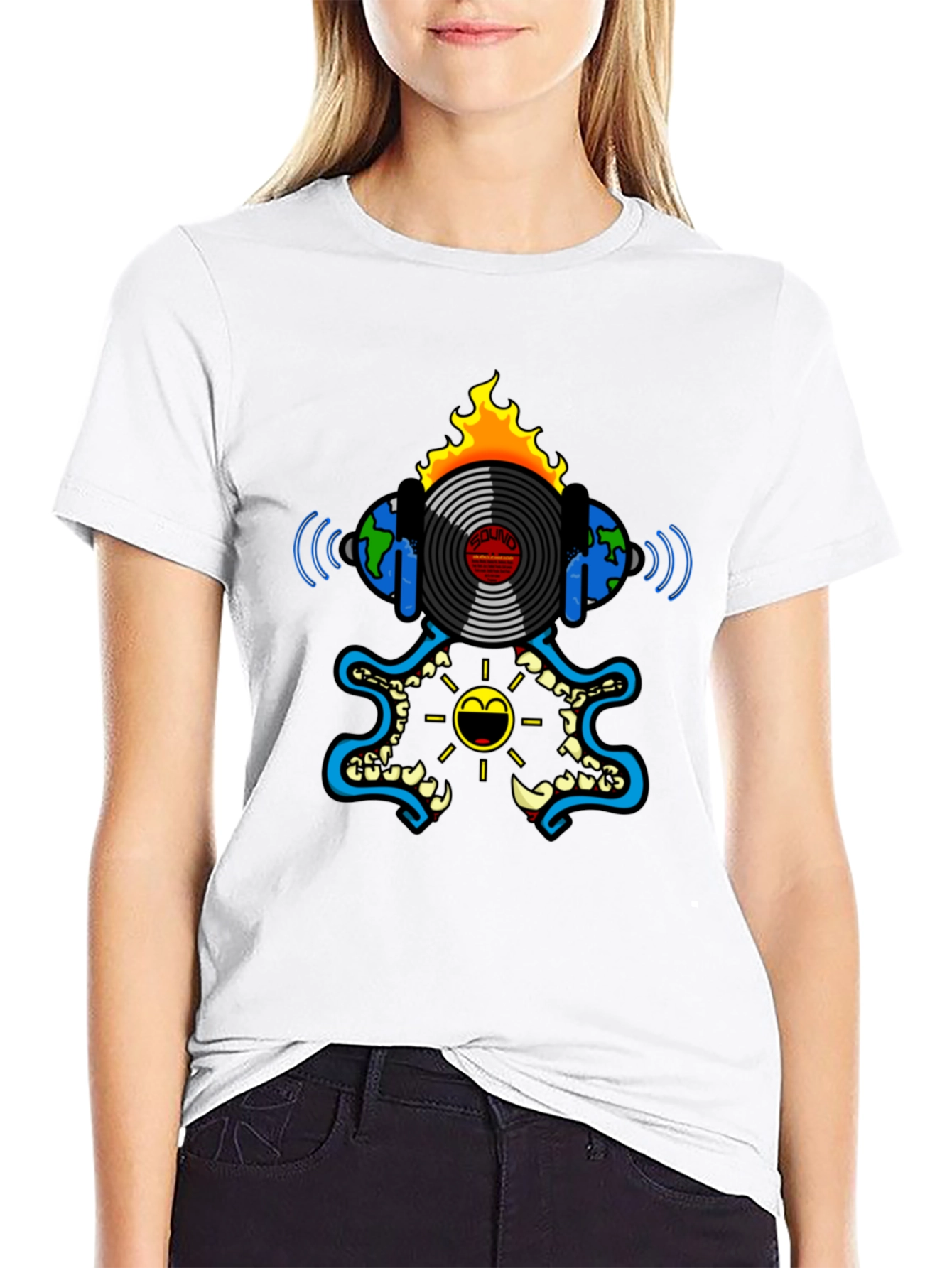 Fiery Vinyl Record Graphic Tee