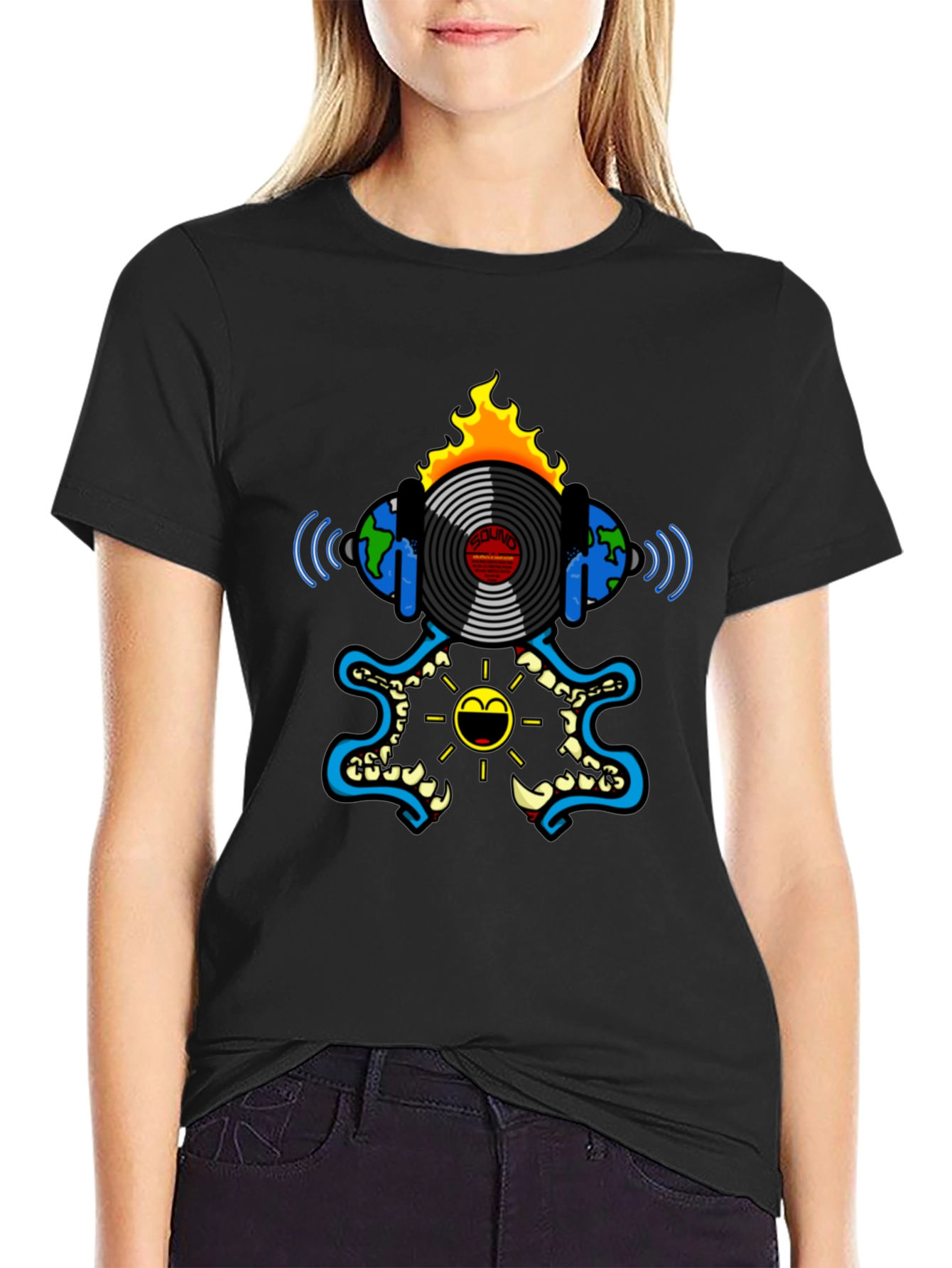 Fiery Vinyl Record Graphic Tee