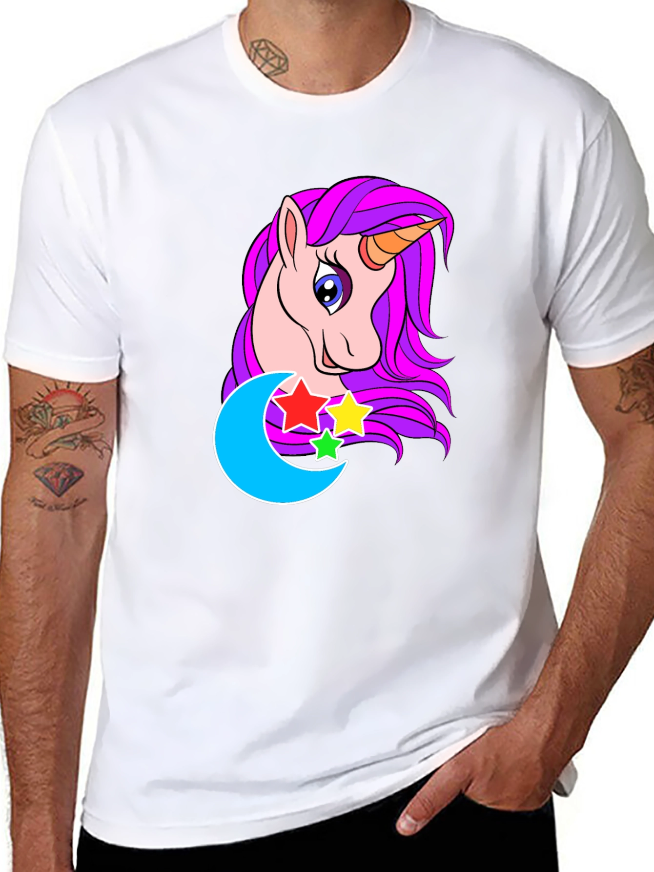 Unicorn Moon Graphic T-Shirt - Whimsical Mens Tee