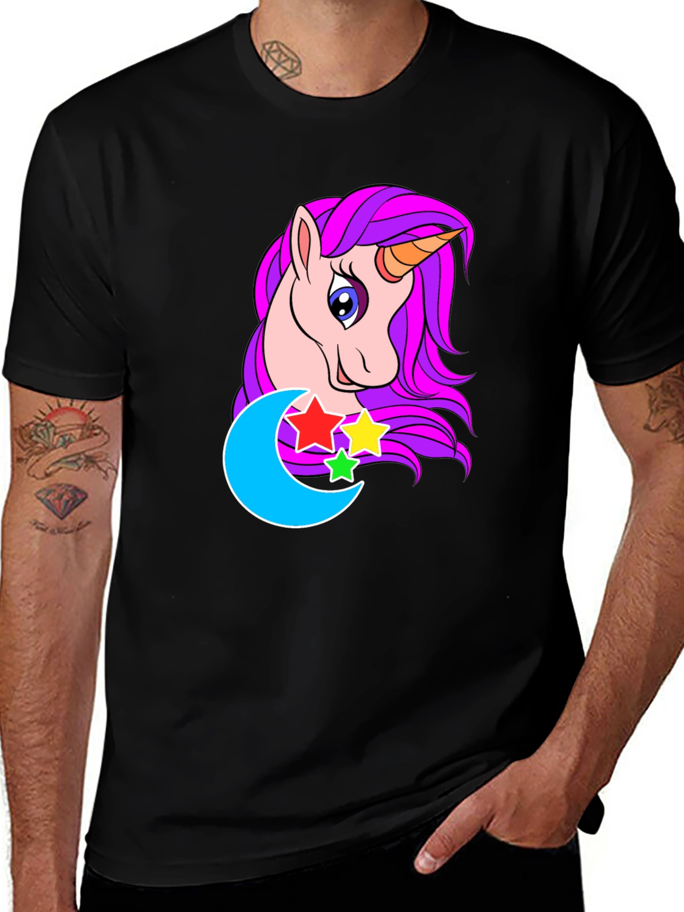Unicorn Moon Graphic T-Shirt - Whimsical Mens Tee