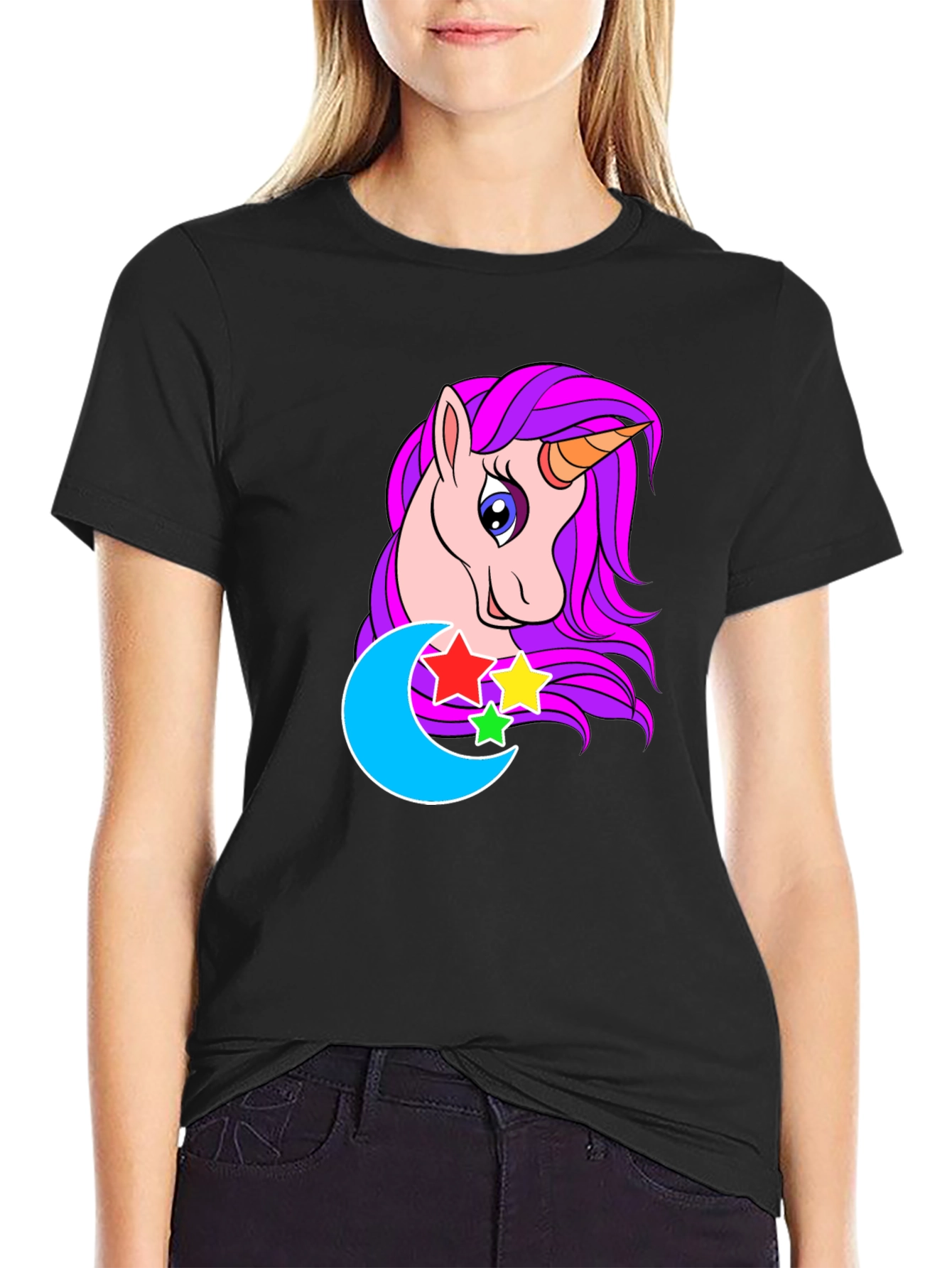 Unicorn Moon Graphic T-Shirt - Whimsical Mens Tee