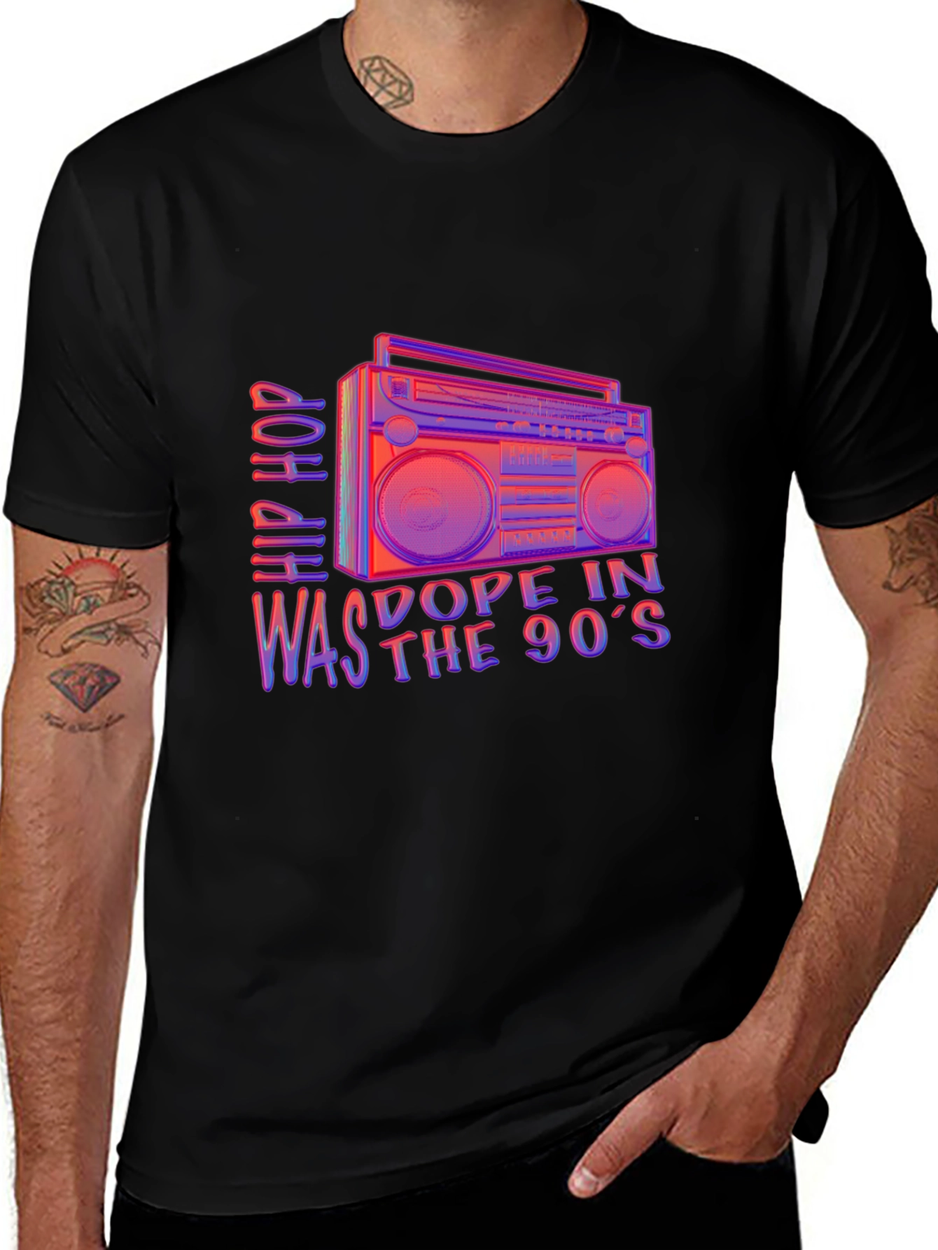 Vintage Hip Hop Boombox Mens T-Shirt - 90s Dope