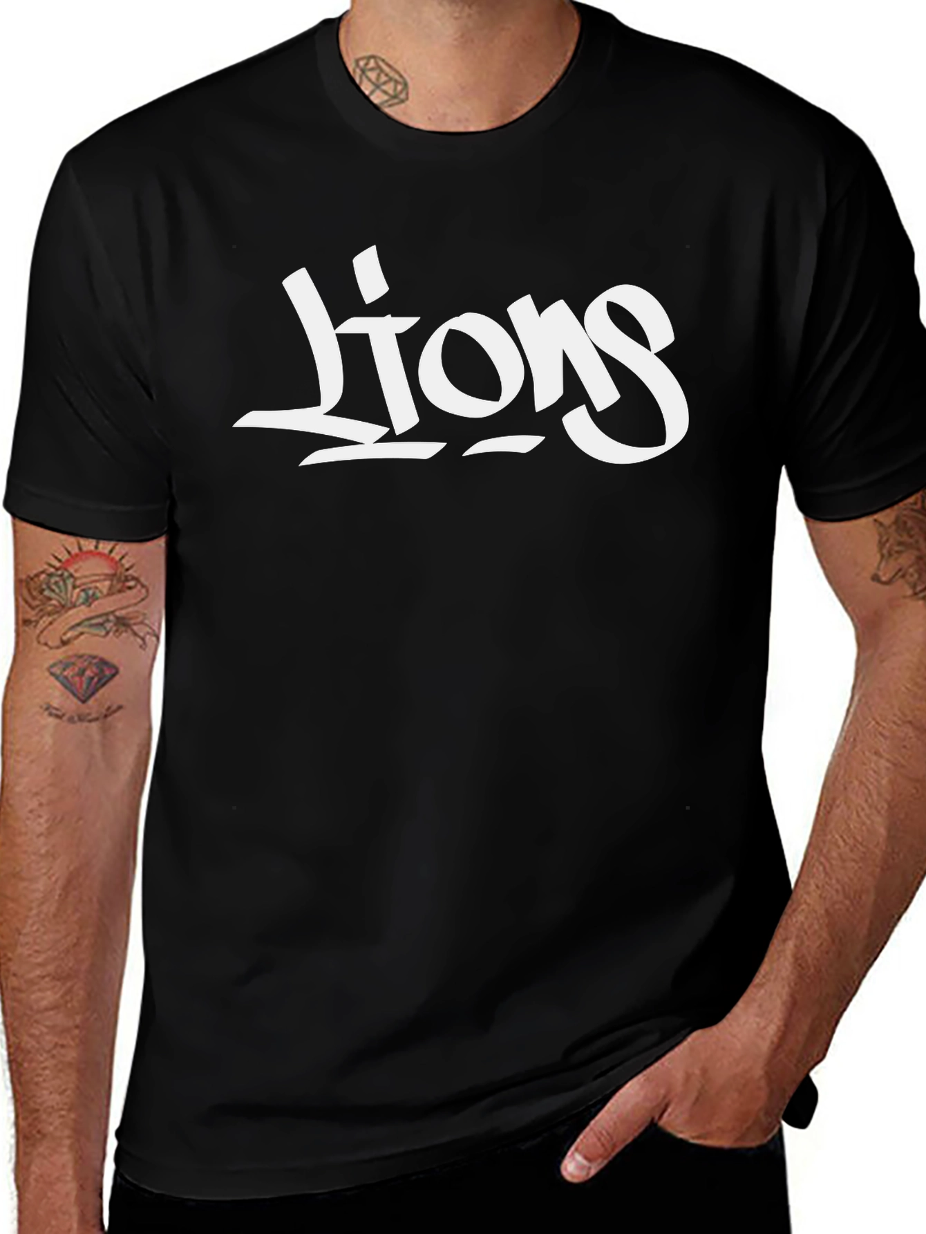 Lions Graphic Black T-Shirt