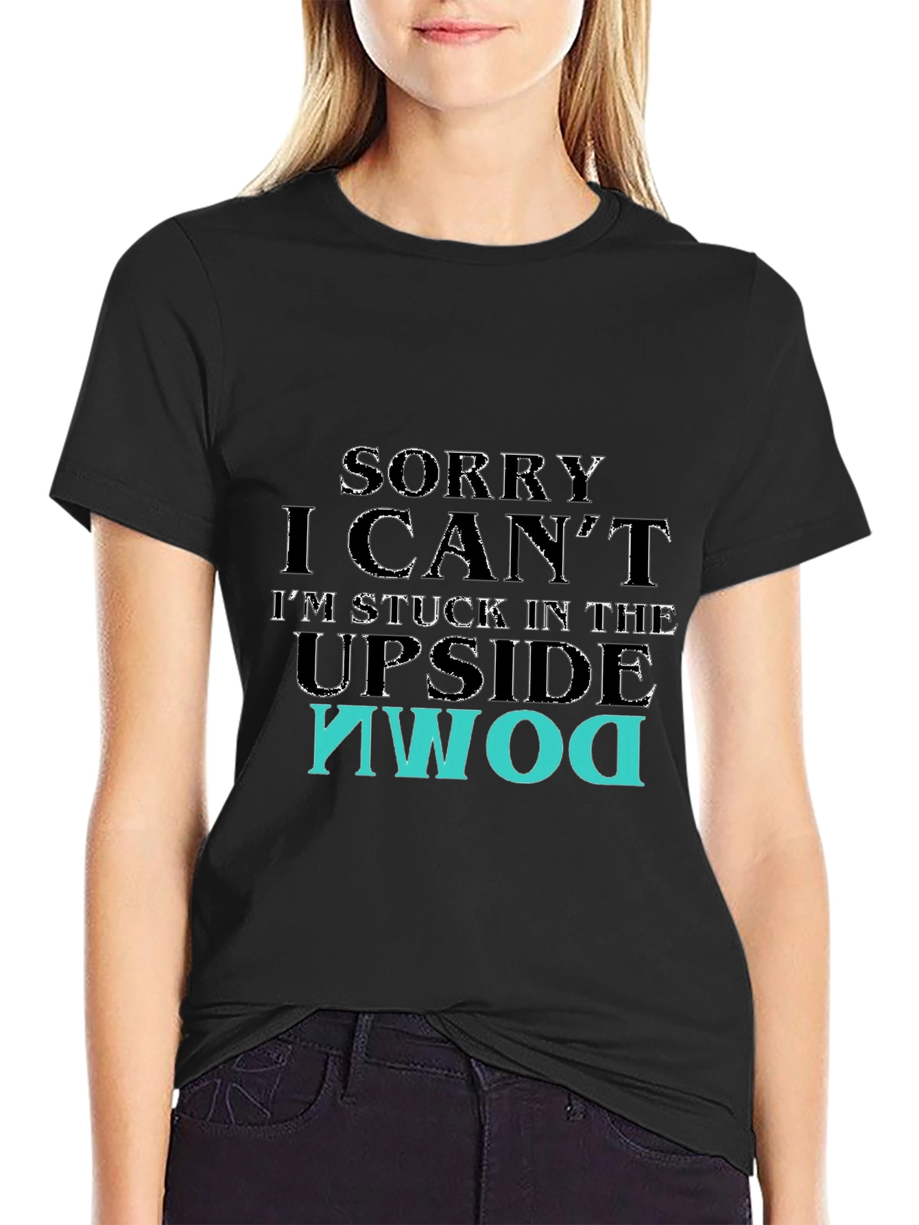 Upside Down Graphic T-Shirt - Black
