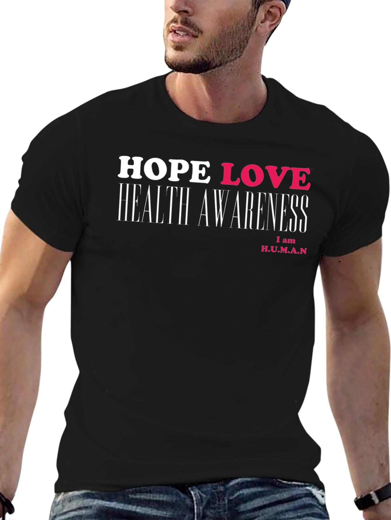 Hope Love Health Awareness Black T-Shirt