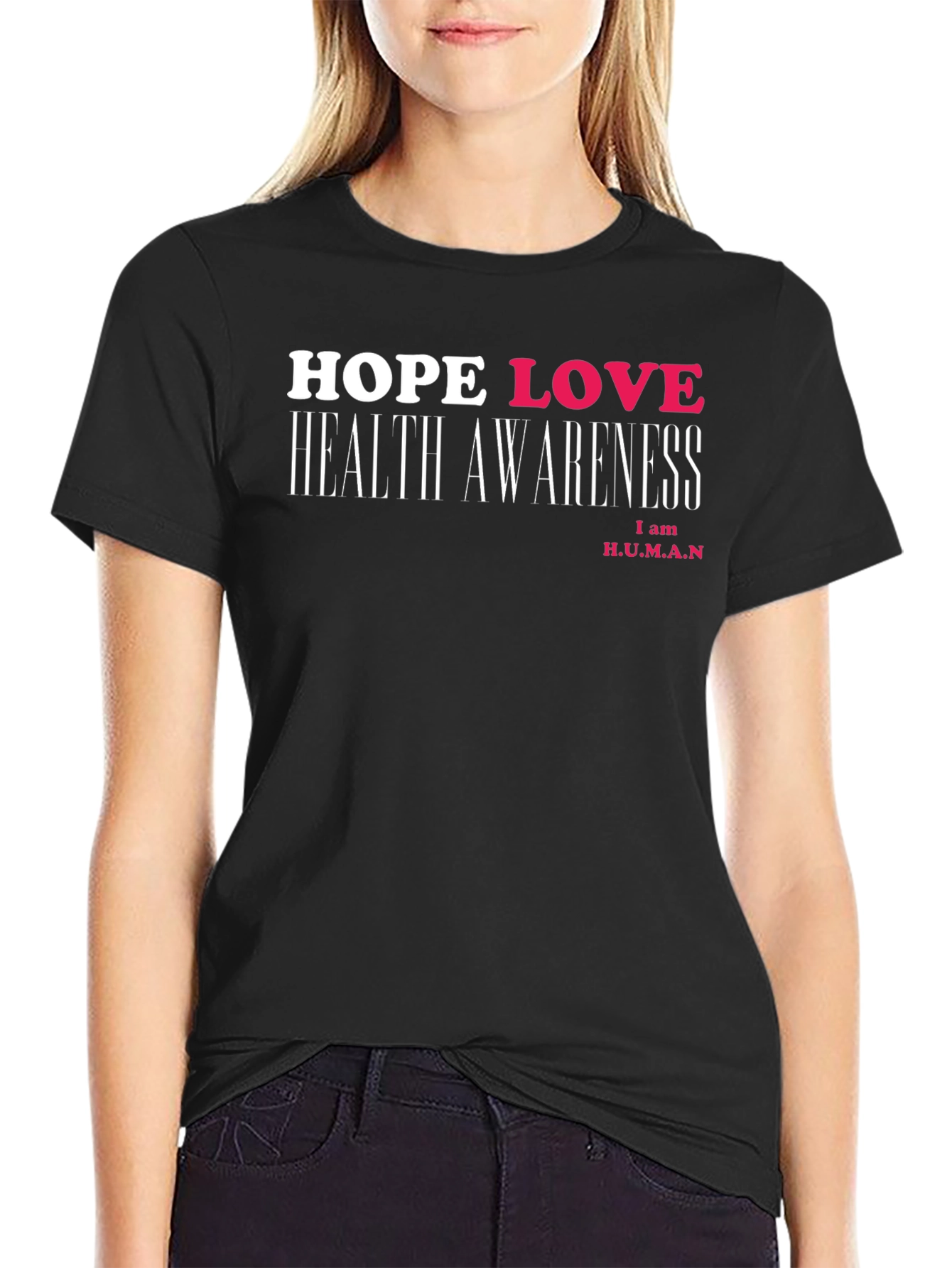 Hope Love Health Awareness Black T-Shirt