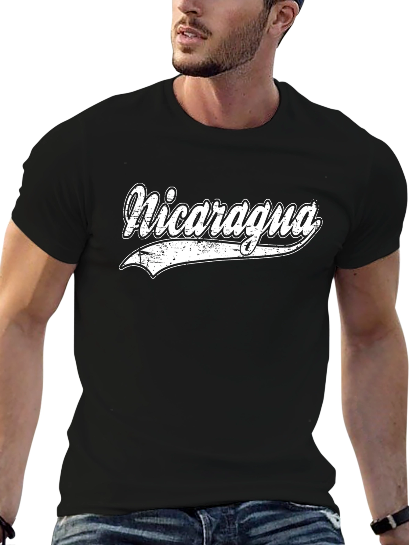 Nicaragua Graphic Tee - Retro Style Black T-Shirt